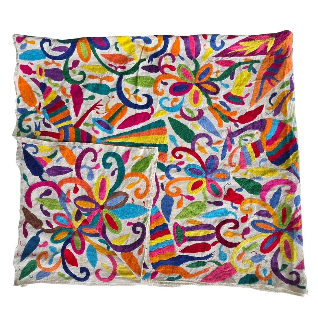 Vintage Mexican Otomi Hand Embroidered Textile Coverlet/Wall Hanging - 5