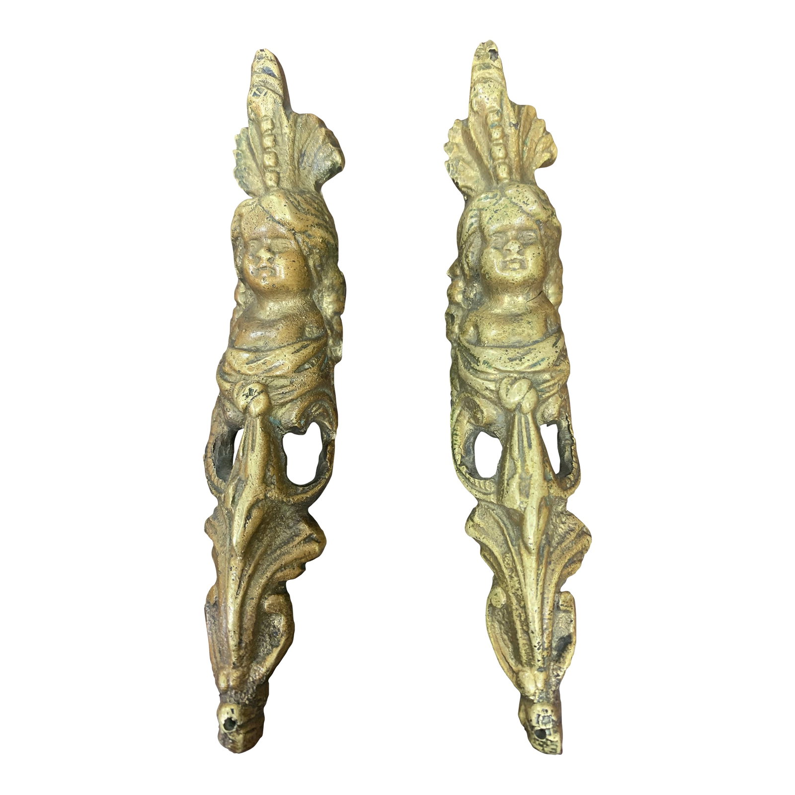 Antique French Bronze Ormolu Figural Furniture Ornaments - Pair (1 of 9)