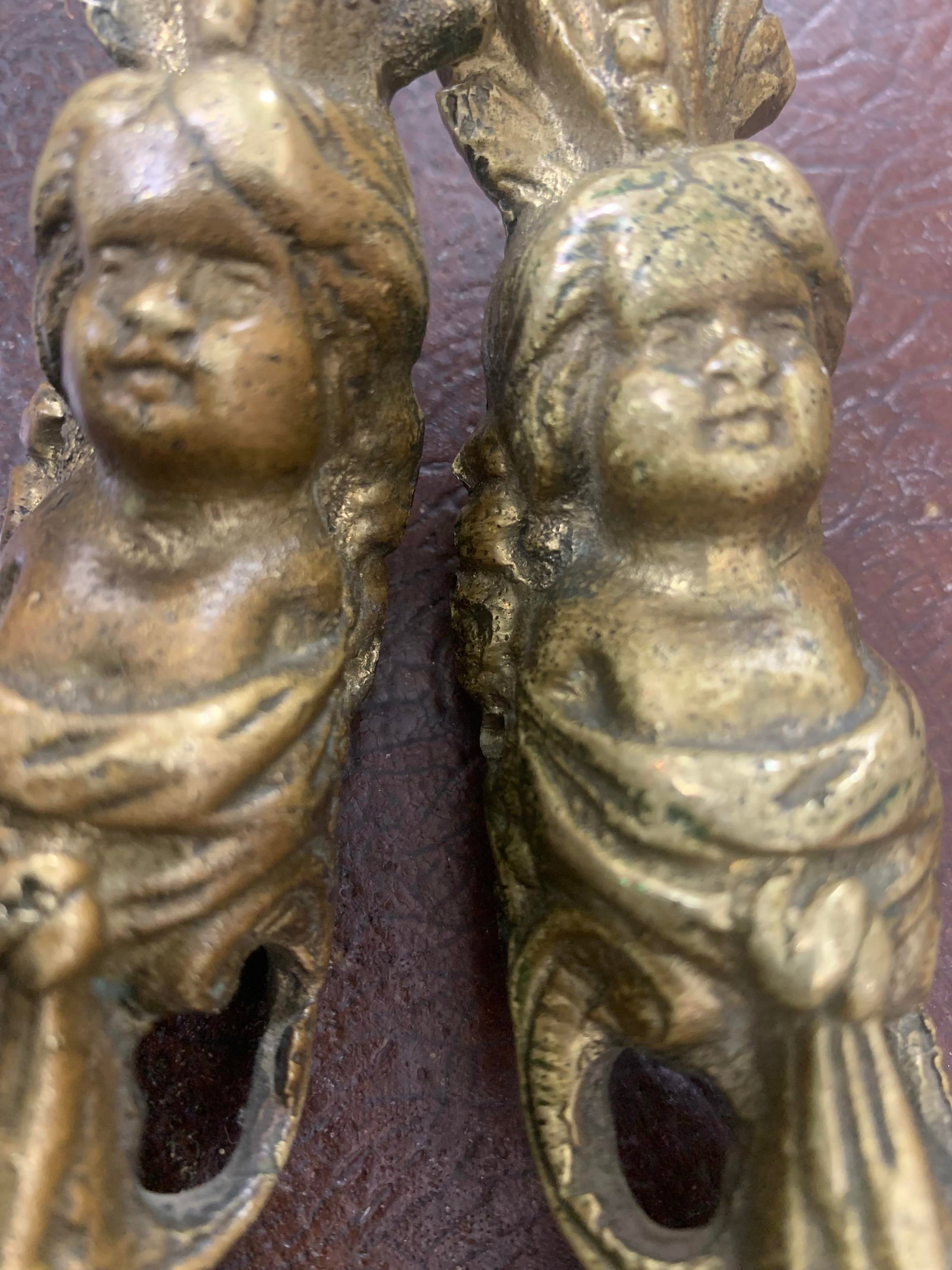 Antique French Bronze Ormolu Figural Furniture Ornaments - Pair - 3