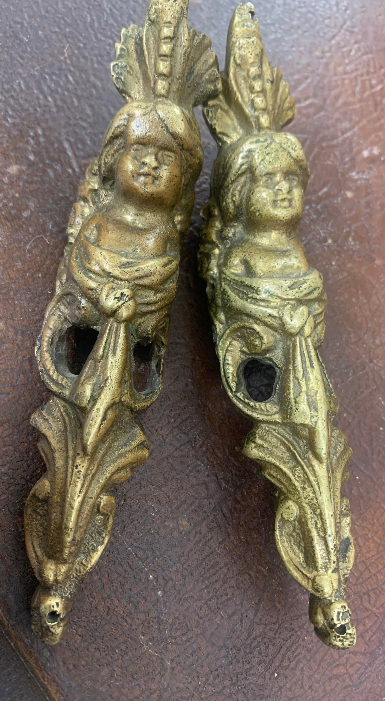 Antique French Bronze Ormolu Figural Furniture Ornaments - Pair - 5