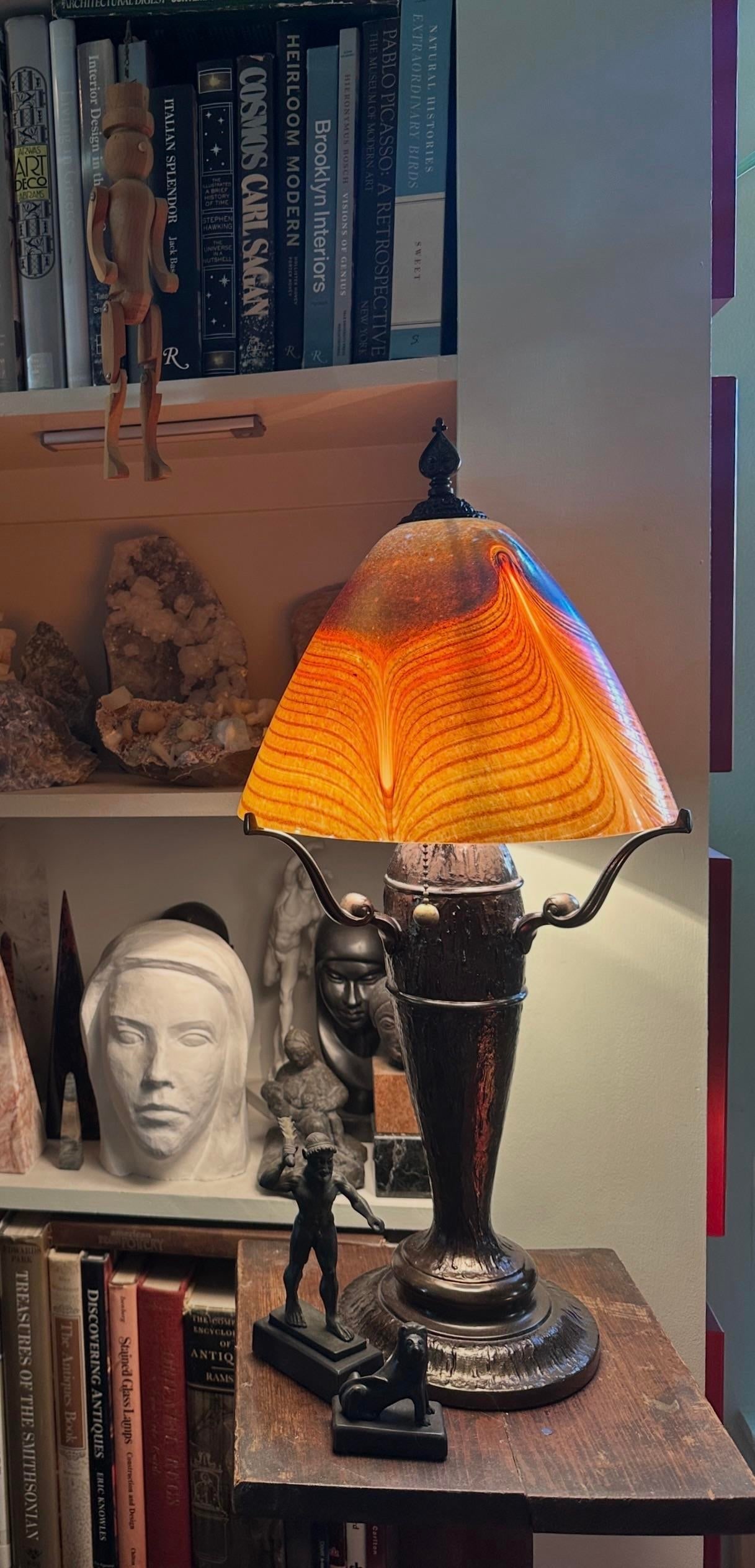 Quoizel Salamander Starry Night Lamp - Tiffany Style Art Glass Shade by Todd Phillips- Signed - 9
