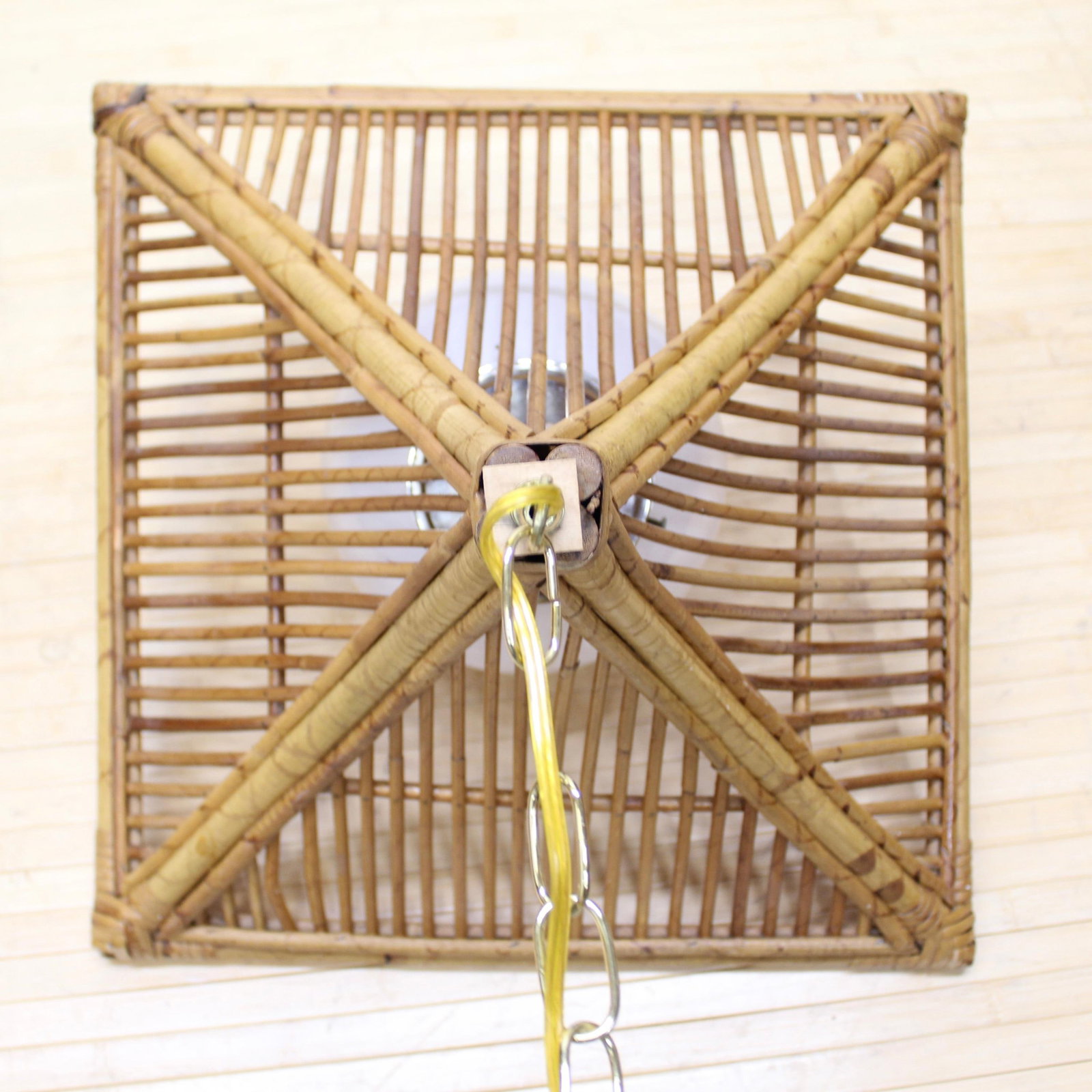 Large Vintage Bamboo Swag Lamp Hanging Light - 4