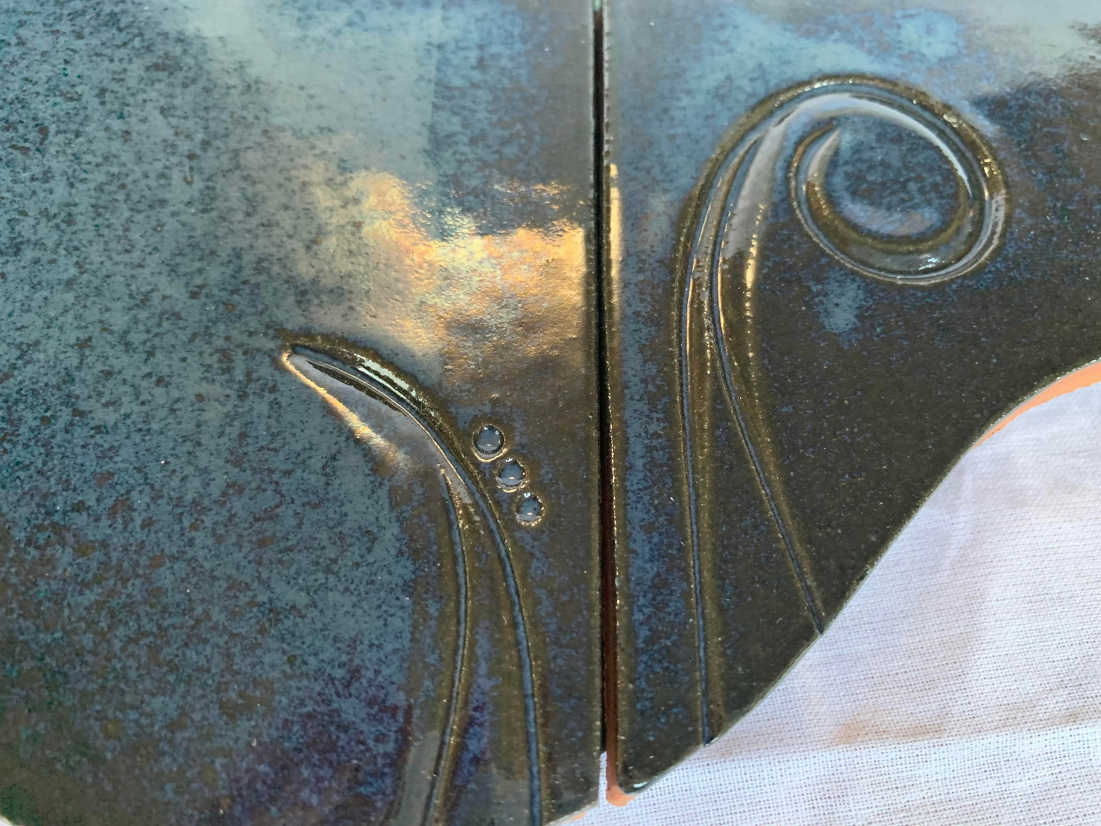 Late 20th Century Handcrafted Ceramic Wall Mirror - 2