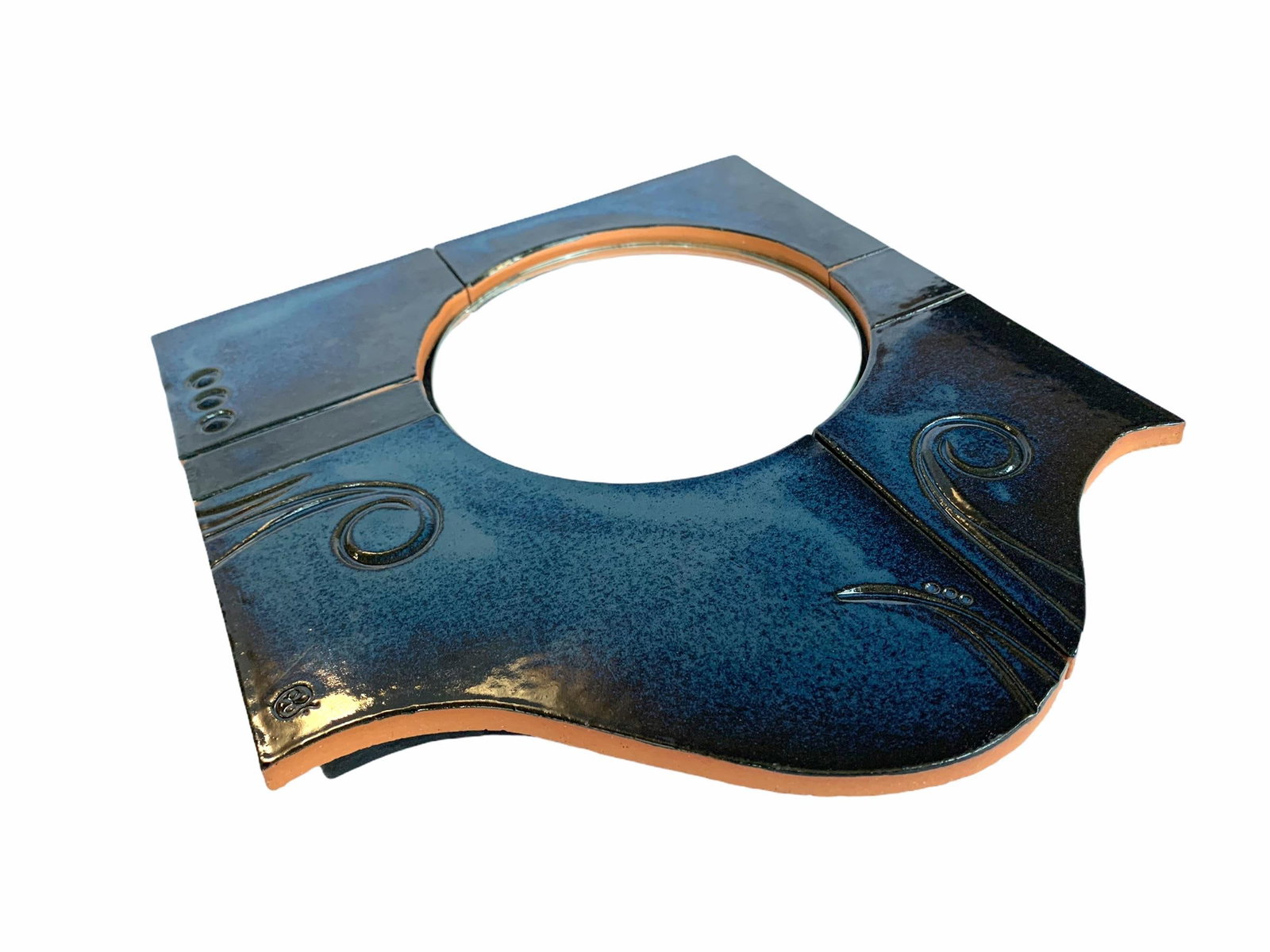 Late 20th Century Handcrafted Ceramic Wall Mirror - 6