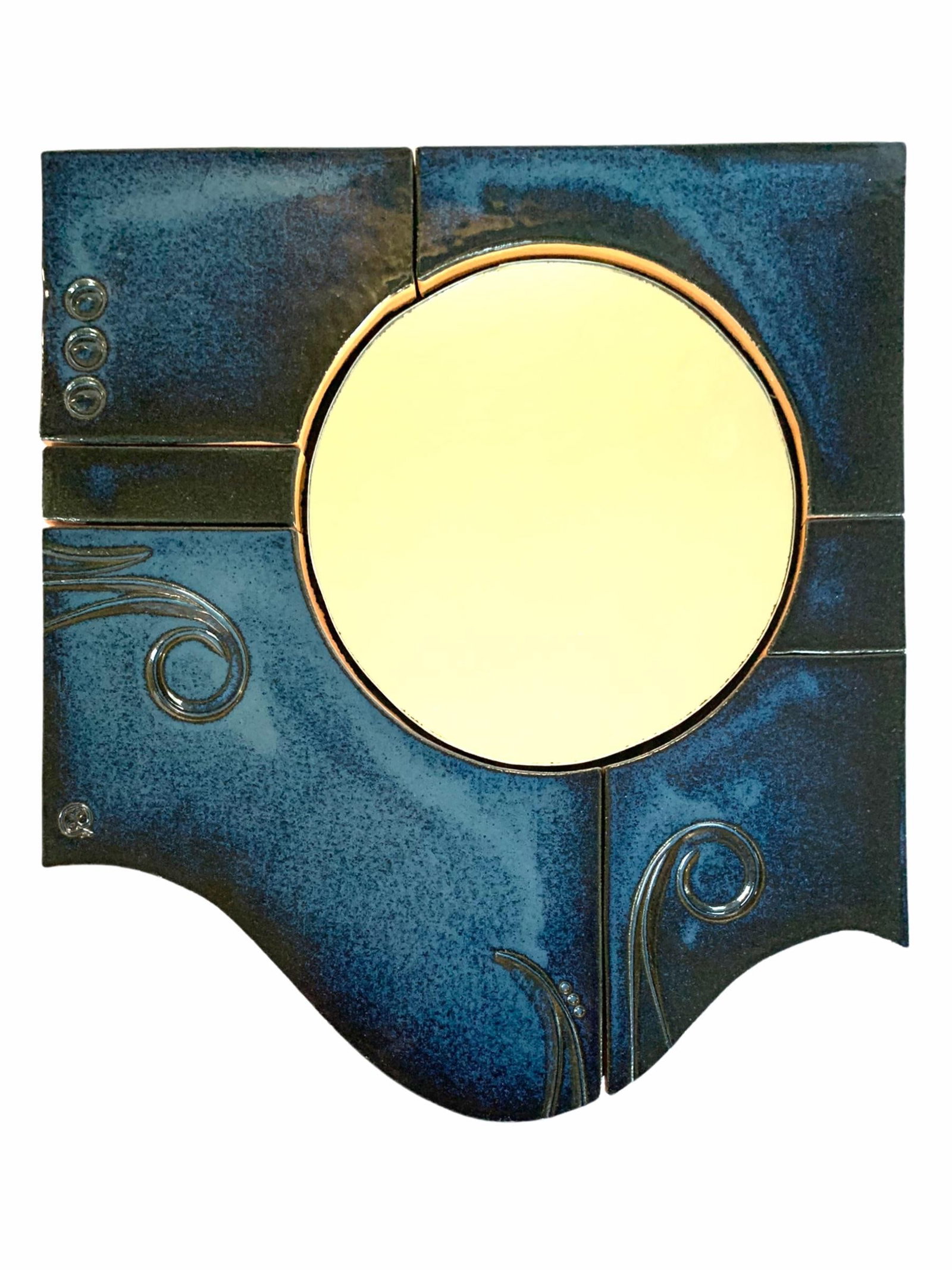 Late 20th Century Handcrafted Ceramic Wall Mirror - 9