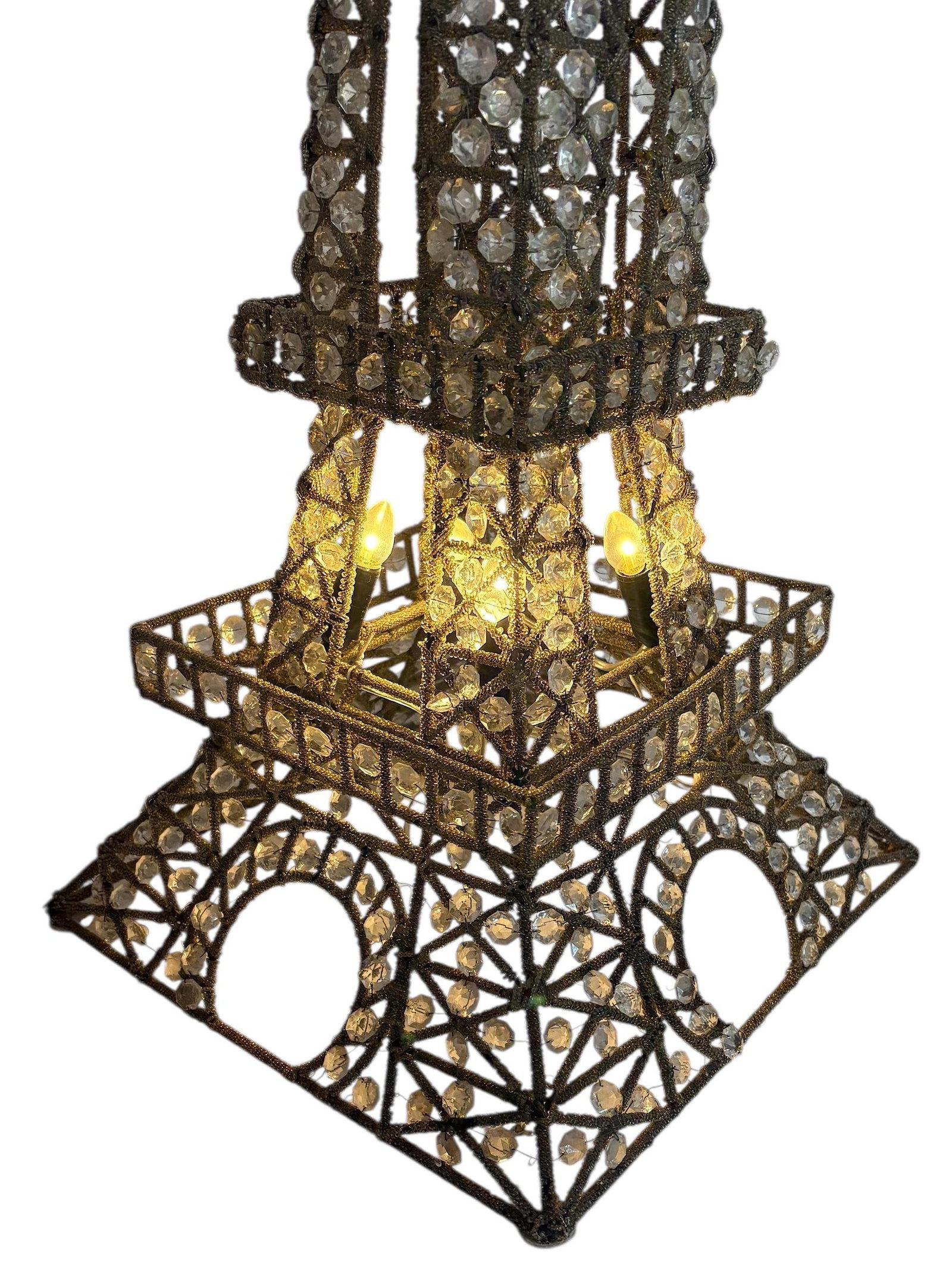 Mid 20th Century Mid Century Modern French Beaded Eiffel Tower Lamp - 3