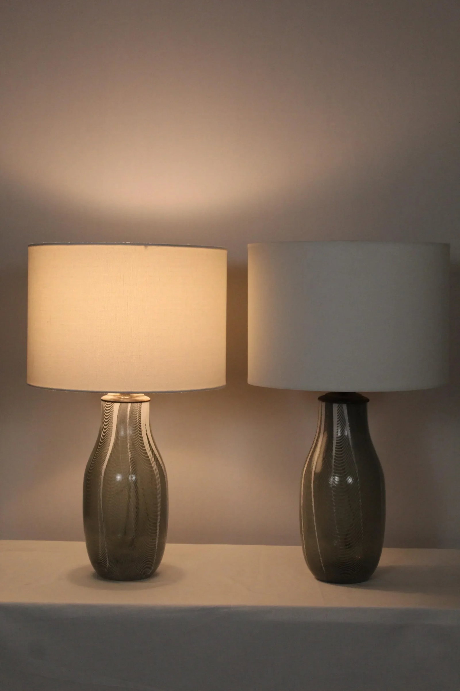 Mid 20th Century Petite Herringbone Murano Lamps - a Pair - 3