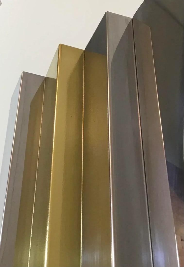 1985 Curtis Jere Brass and Chrome Wall Sculpture Columns With Artisan House Tag - 8