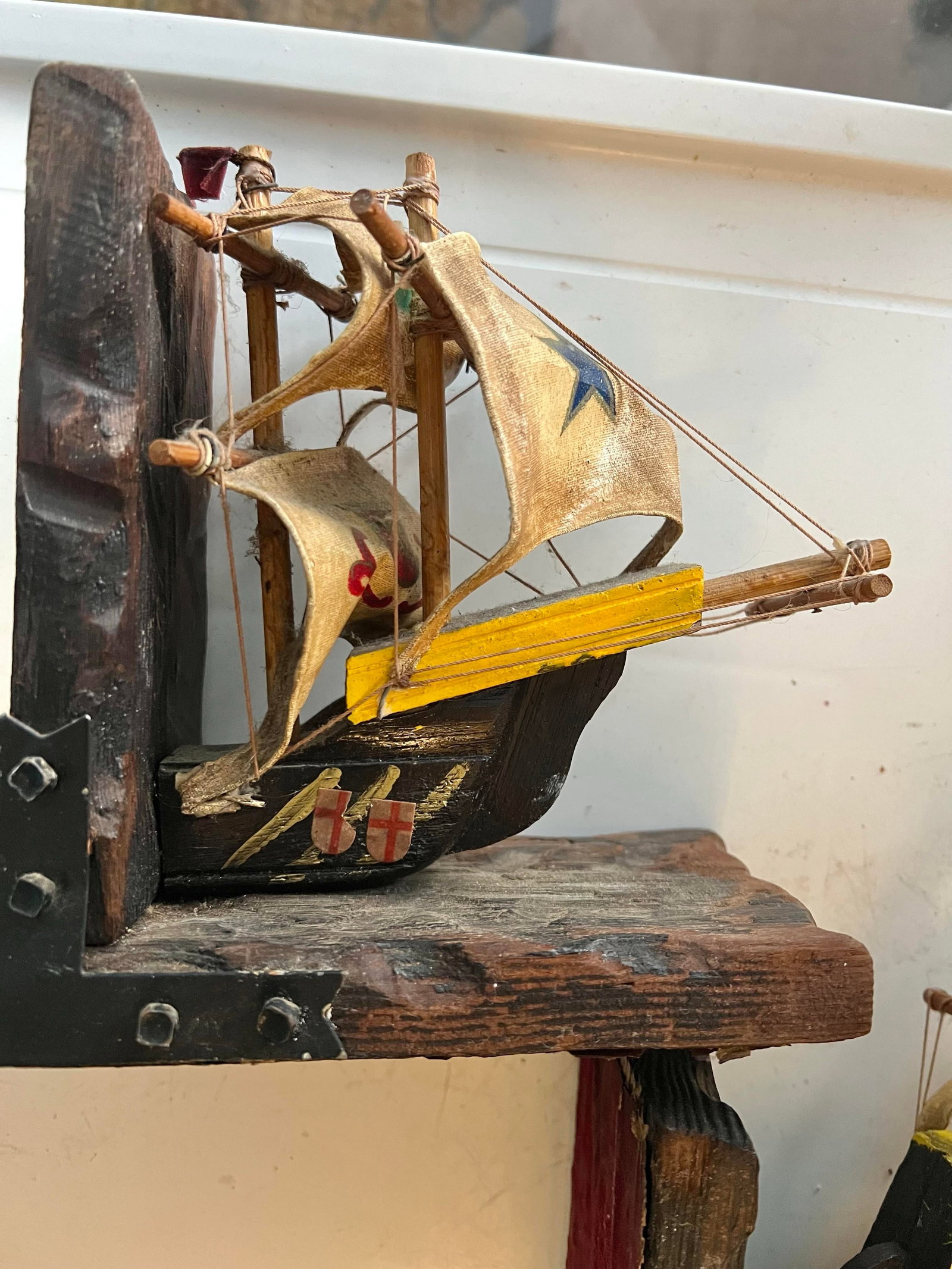 1970s Wood Pirate Ship Bookends - 7