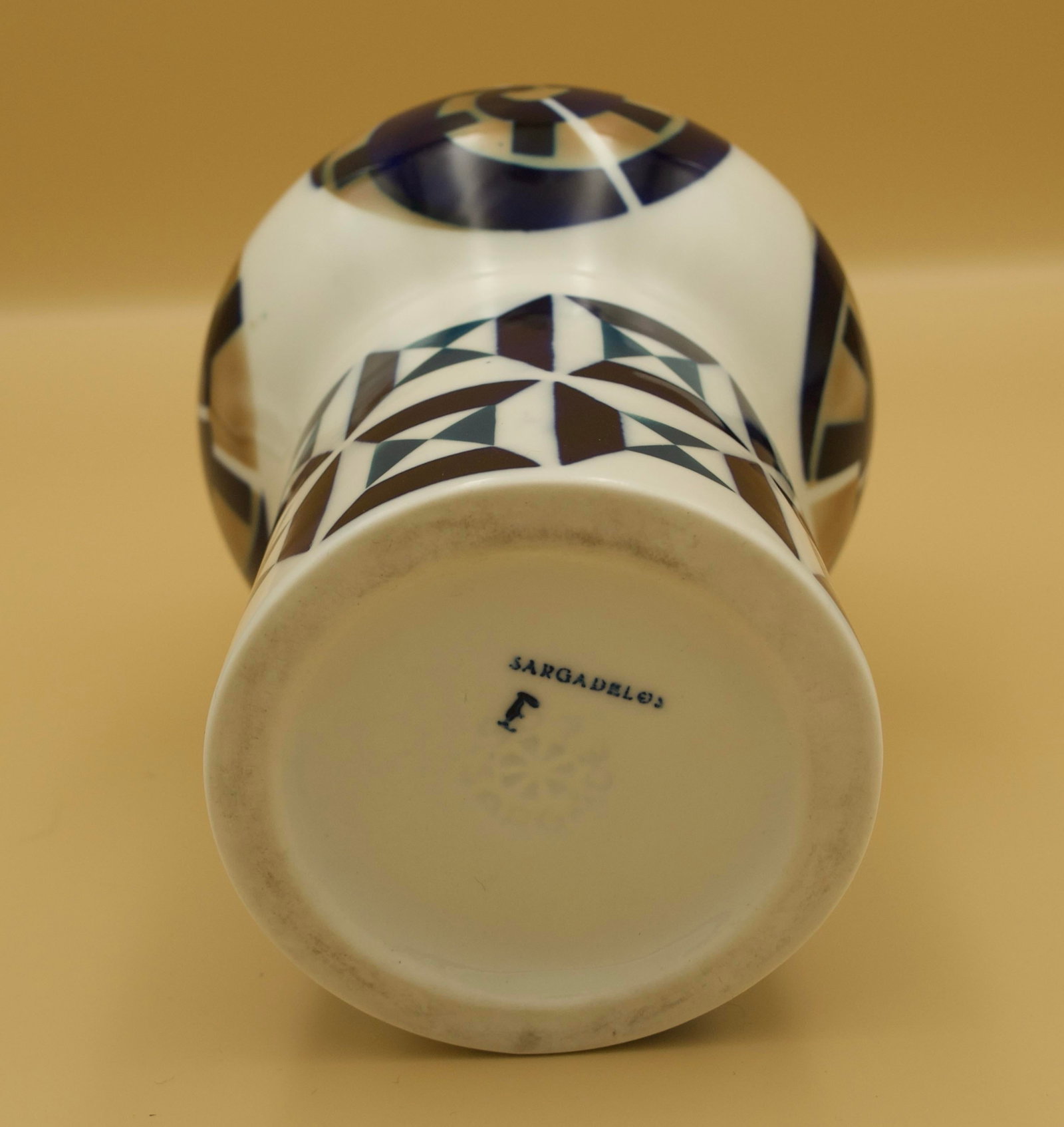 Sargadelos O Castro Sculptural Geometric Vase, Cobalt Blue Porcelain, Mid-Century, Spain - 7