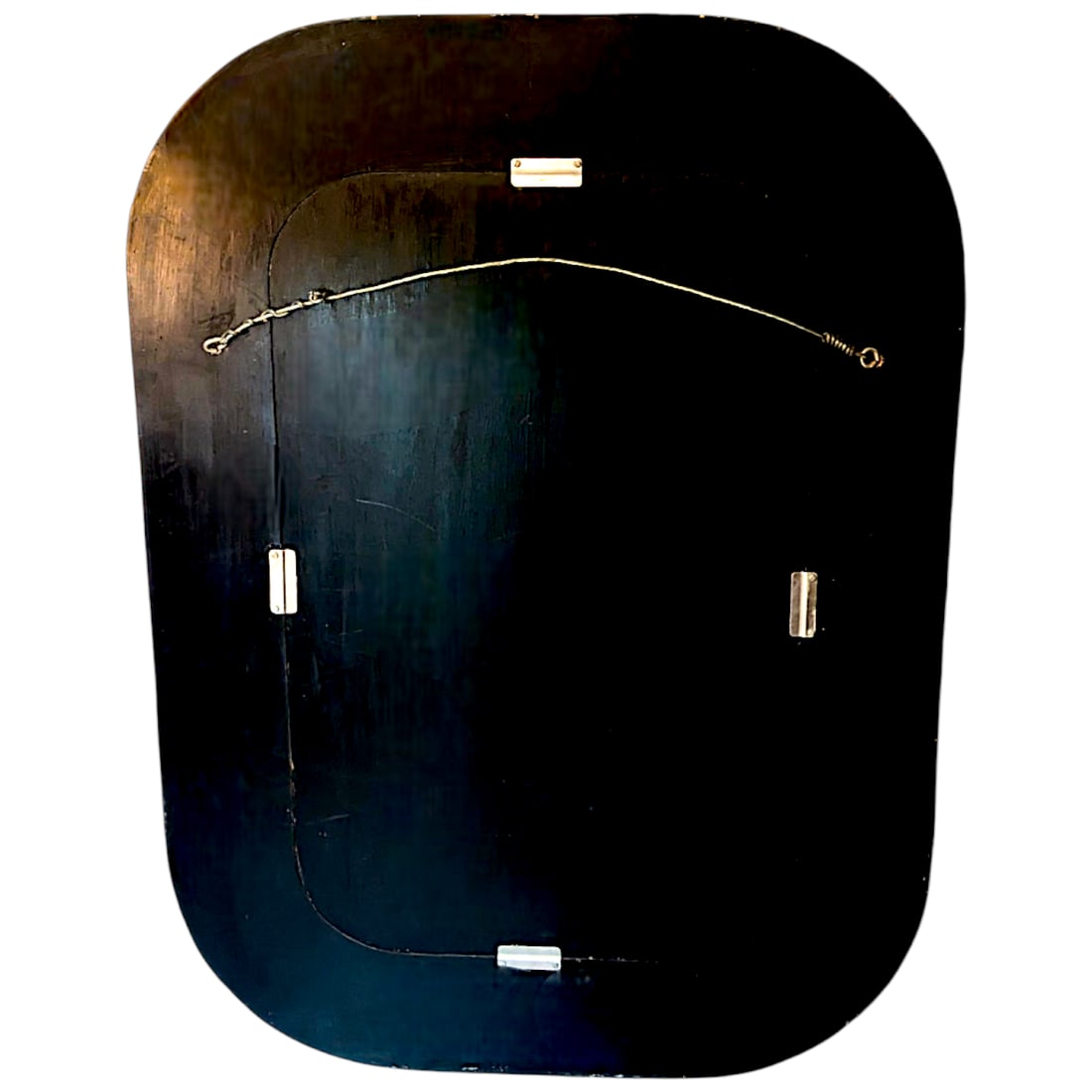 1980s Postmodern Tessellated Stone Wall Mirror Inlaid Brass Spokes Attrib. Maitland-Smith - 10