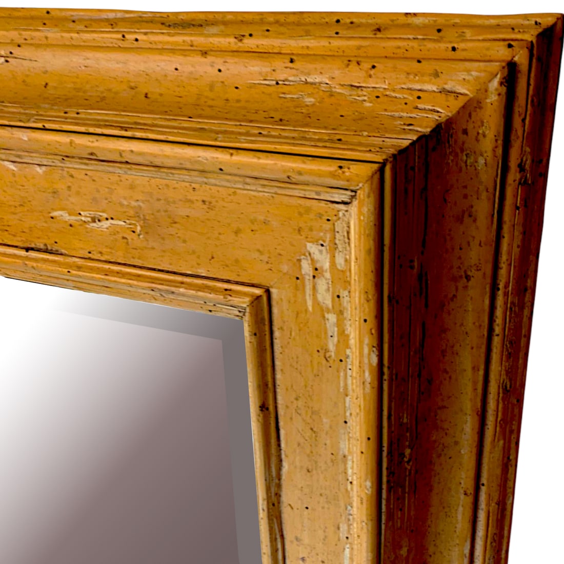 Large Rectangular Stripped Oak Worm Wood Thick Framed Farmhouse Style Beveled Wall Mirror - 5