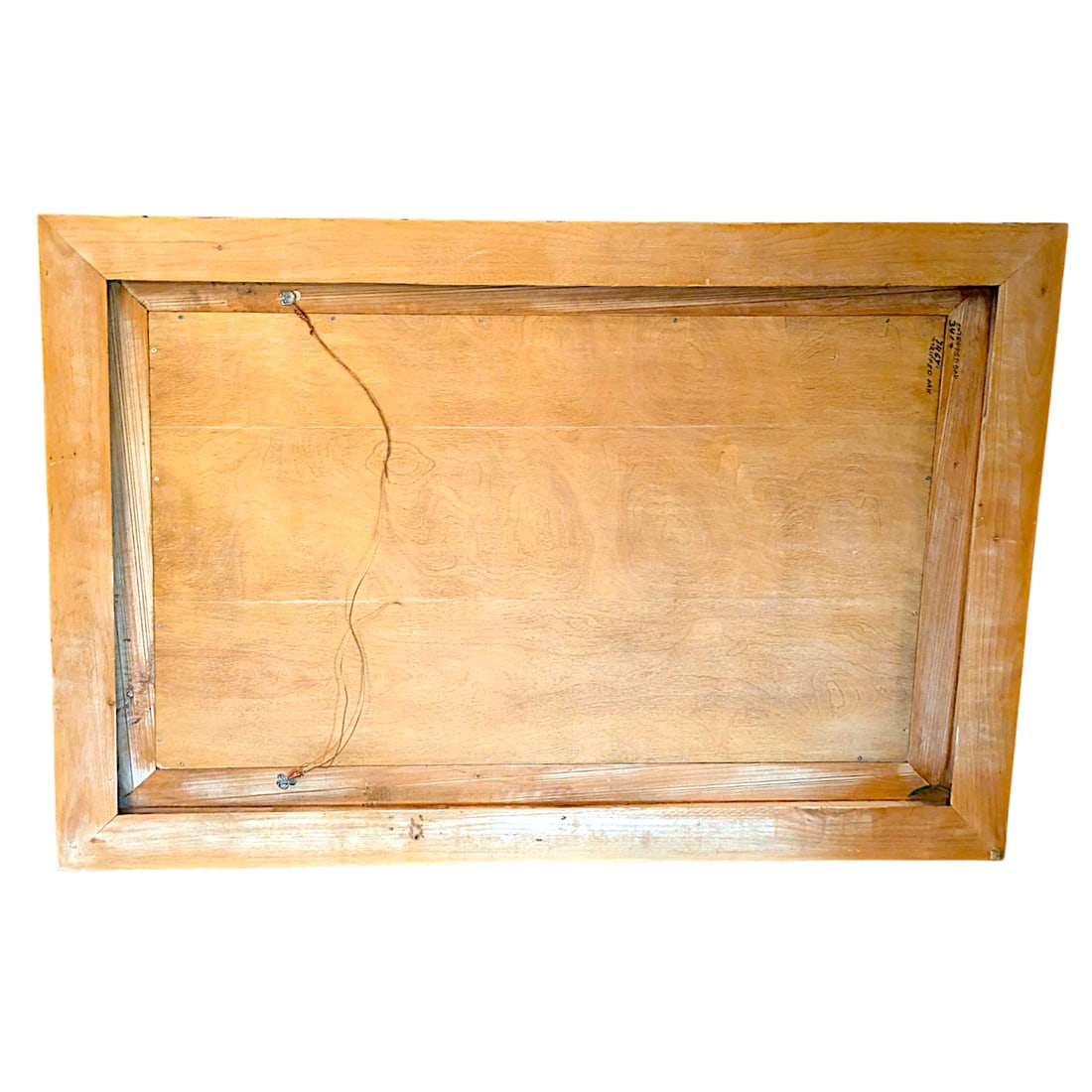 Large Rectangular Stripped Oak Worm Wood Thick Framed Farmhouse Style Beveled Wall Mirror - 7