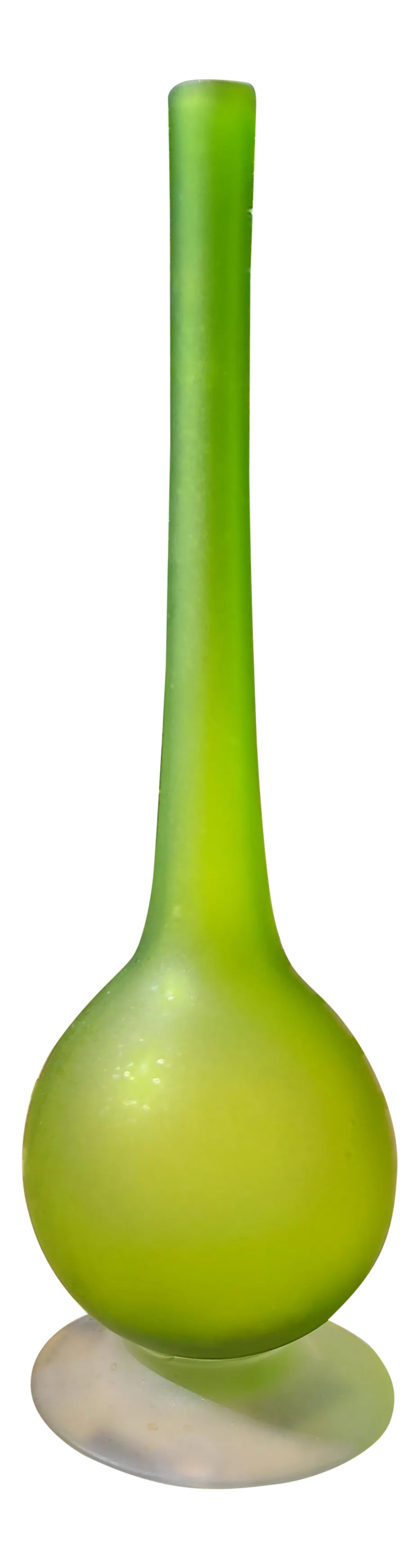 Mid 20th Century Rosenthal Netter Satinato Green Pencil Vase by Carlo Moretti: Luminous green and alluring, this pencil vase by Rosenthal Netter is a delight. Whether on its own in a window or as the holder of a delicate bud or two, one can see how these came to be such popular