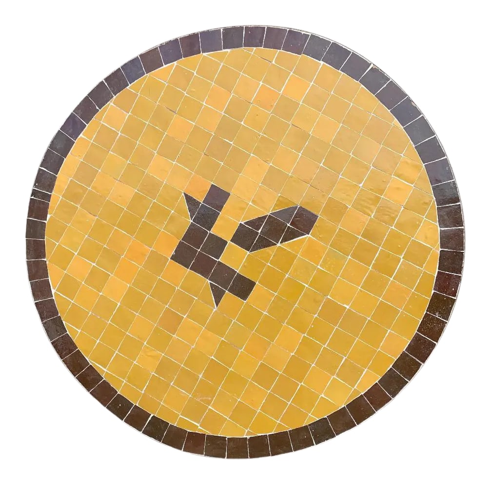 Moroccan Ceramic Tile Round Table Top: Moroccans have been designing these tile tops for centuries and they never fail to be a staple in the design world. Moroccans don't have access to a vast quantity of quality raw materials like other c