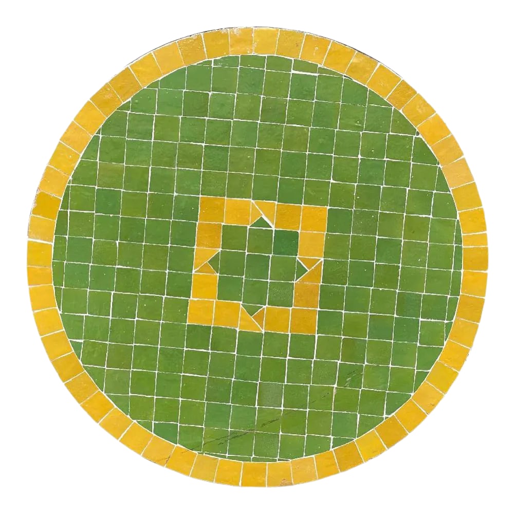 Moroccan Ceramic Tile Round Table Top: Moroccans have been designing these tile tops for centuries and they never fail to be a staple in the design world. Moroccans don't have access to a vast quantity of quality raw materials like other c