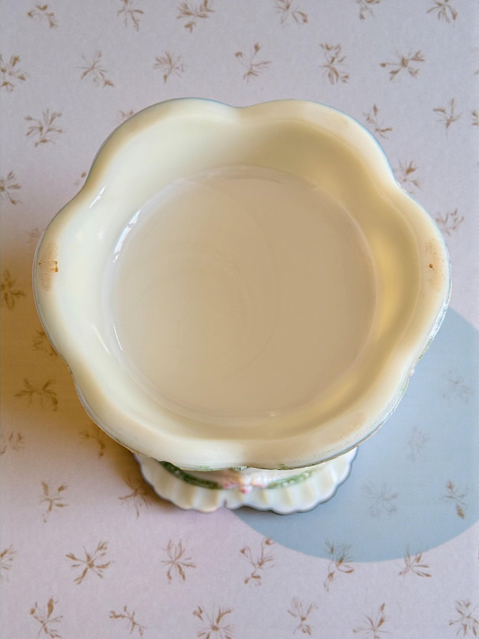 Antique Northwood Chrysanthemum Sprig Custard Glass Spooner-Uranium Art Glass - 8