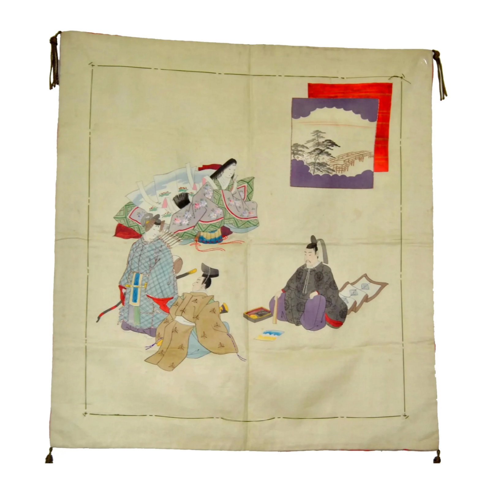 Early 20th Century Japanese Silk Hand Painted Wall Display Art - 3