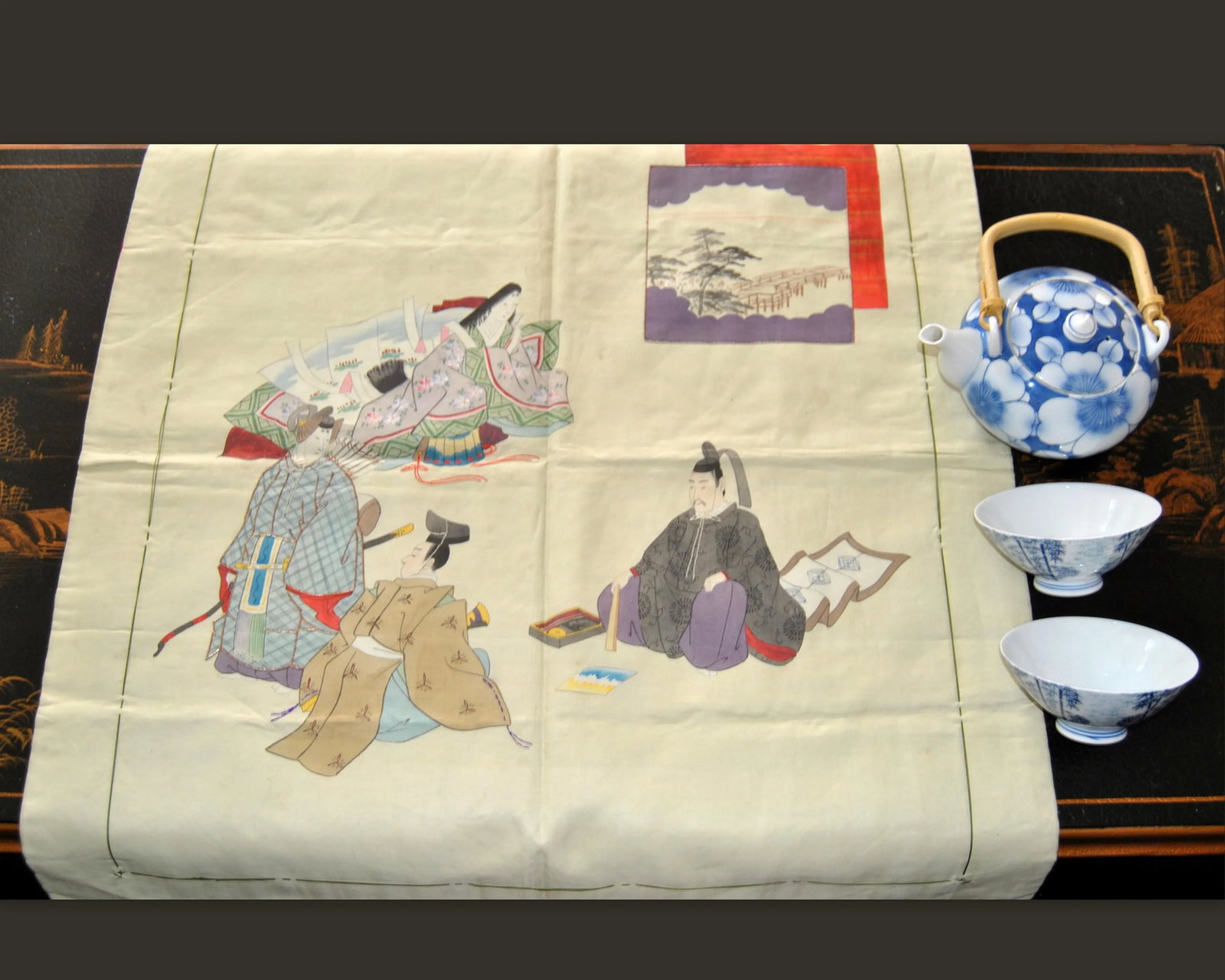 Early 20th Century Japanese Silk Hand Painted Wall Display Art - 6