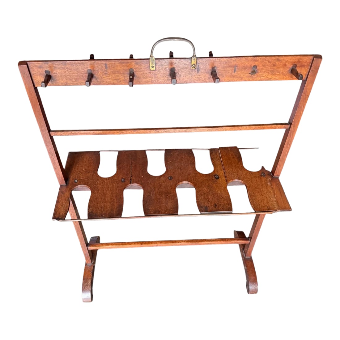 Antique Wooden Boot & Shoe Rack Stand With Brass Handle (1 of 4)