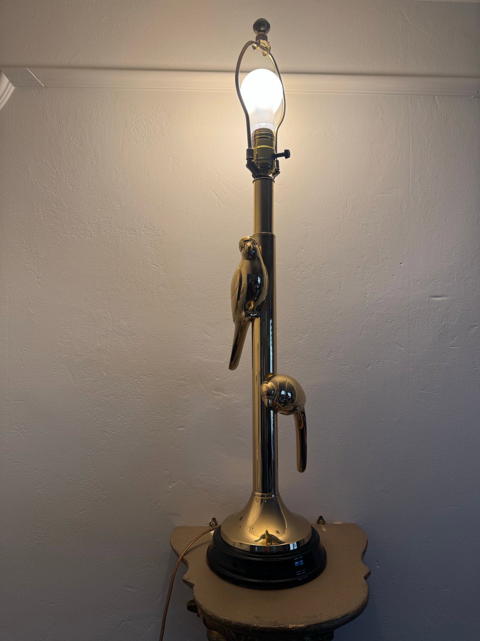 1970s Rare Frederick Cooper Brass Bird Table Lamp - 2