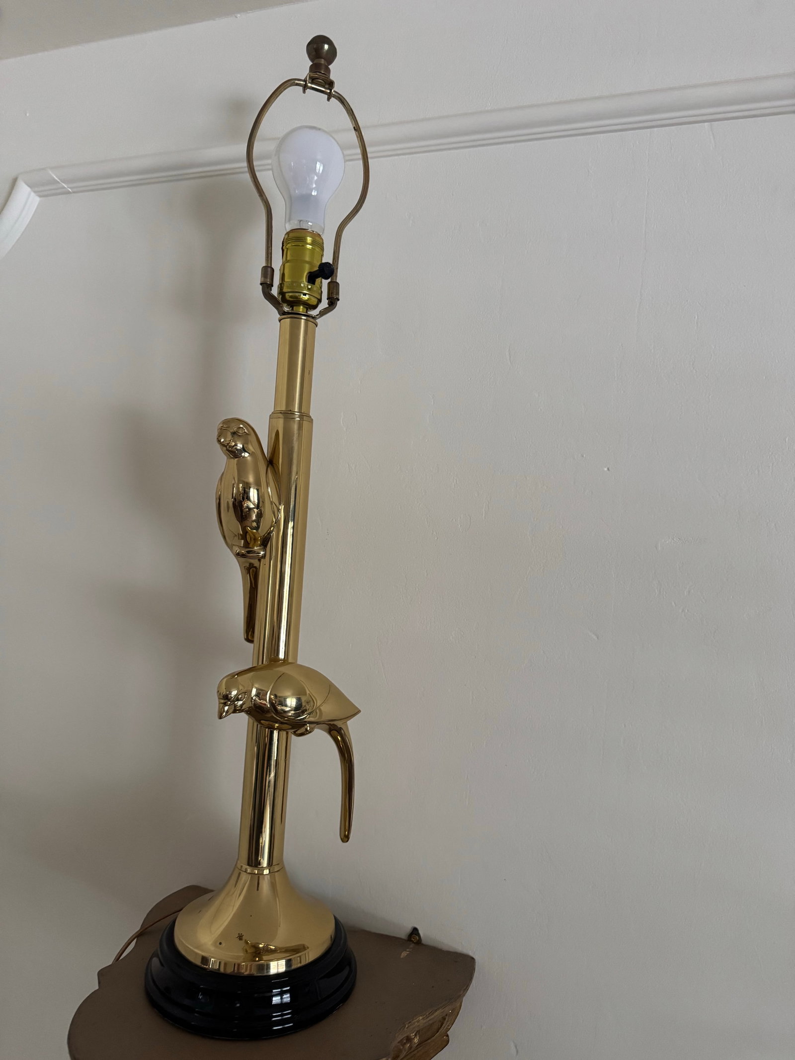 1970s Rare Frederick Cooper Brass Bird Table Lamp - 8
