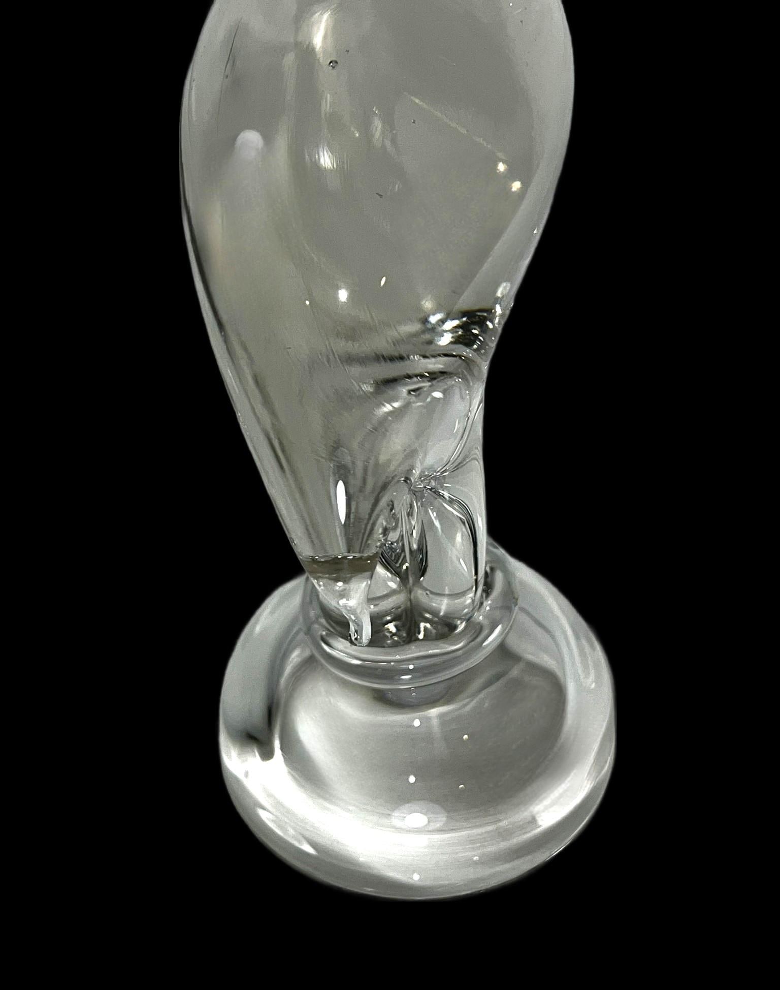 Late 20th Century Clear Art Glass Elephant Sculpture With Raised Trunk Attributed to Murano - 11