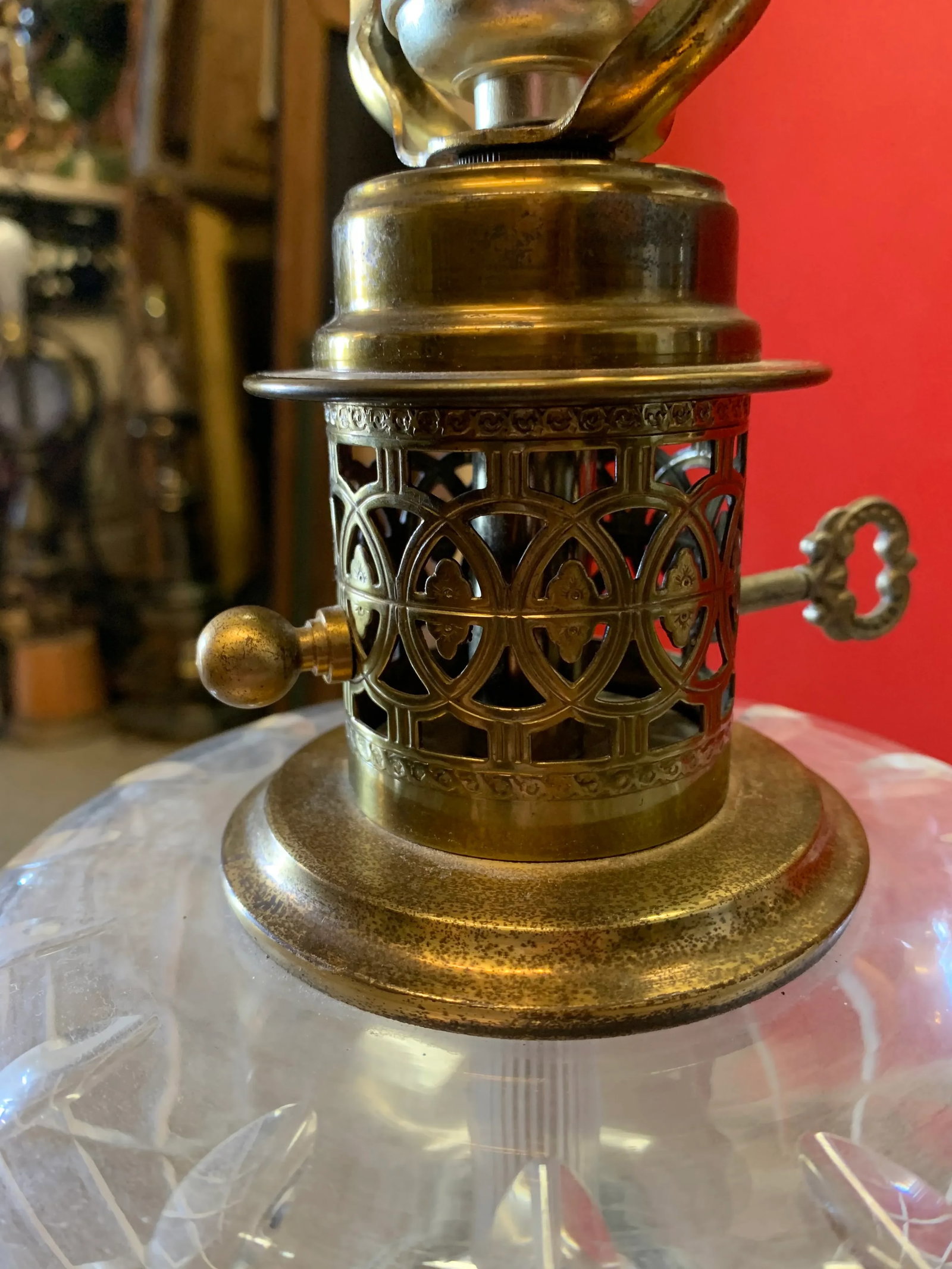 Vintage White Column With Brass & Black Marble Base Lamps - A Pair - 2