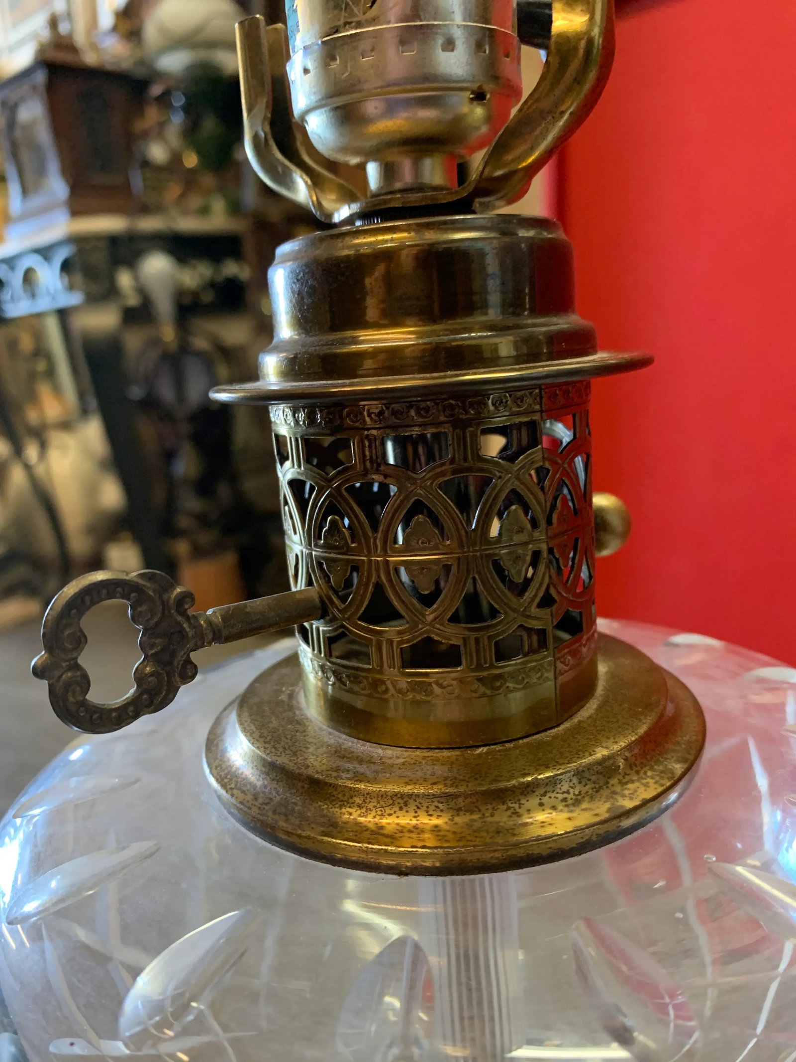 Vintage White Column With Brass & Black Marble Base Lamps - A Pair - 4