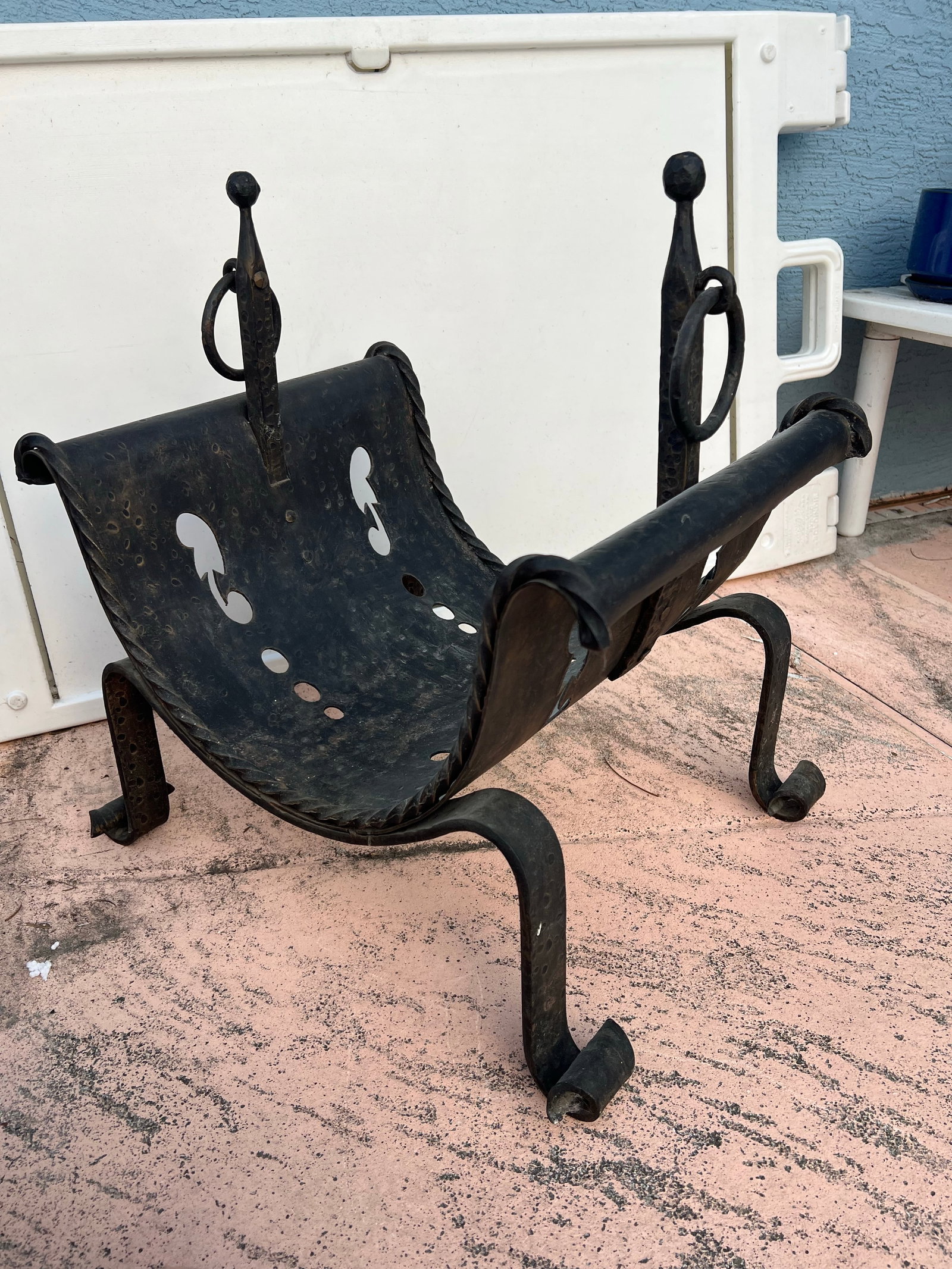 Vintage Cast Iron Fireplace Firewood Fire Log Wood Holder - 2