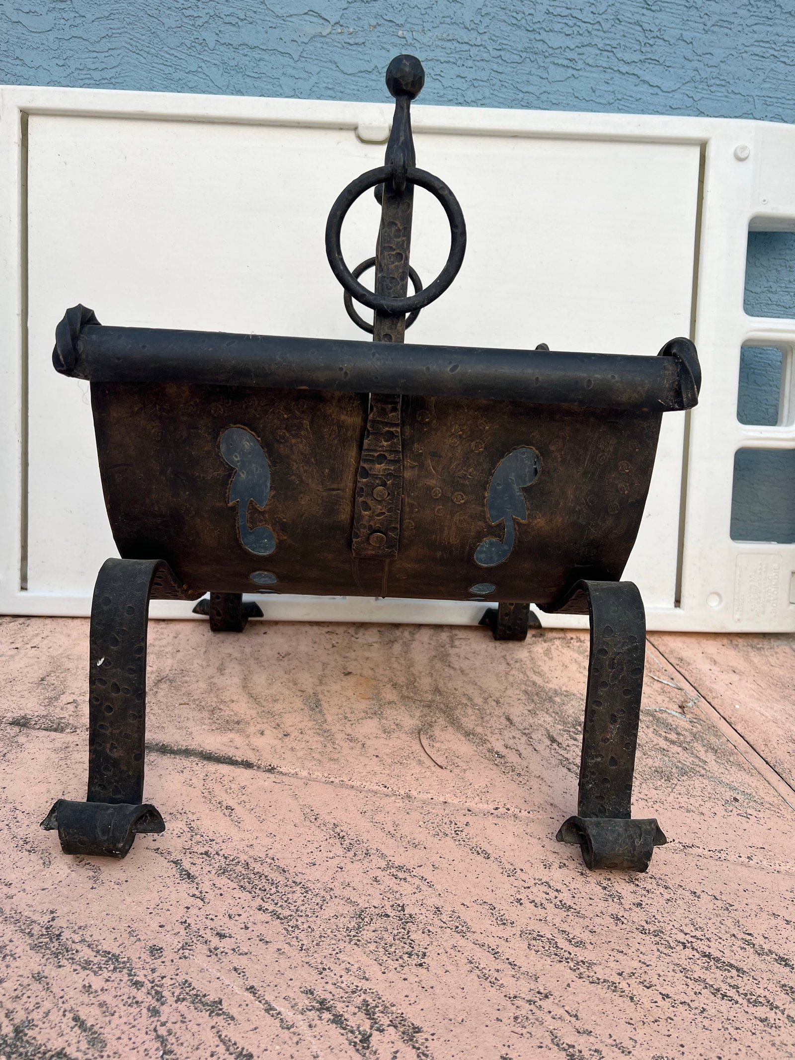 Vintage Cast Iron Fireplace Firewood Fire Log Wood Holder - 4