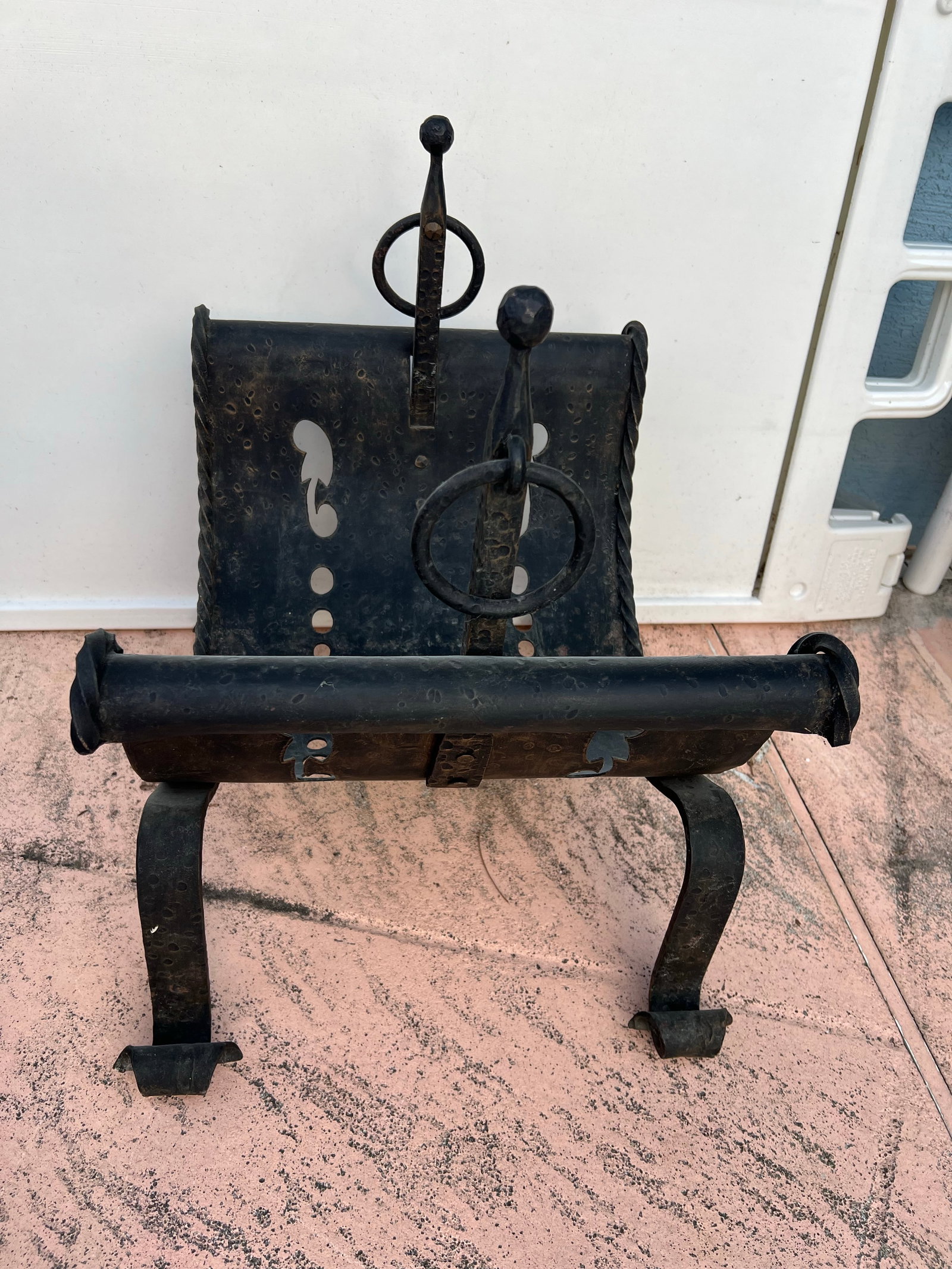 Vintage Cast Iron Fireplace Firewood Fire Log Wood Holder - 5