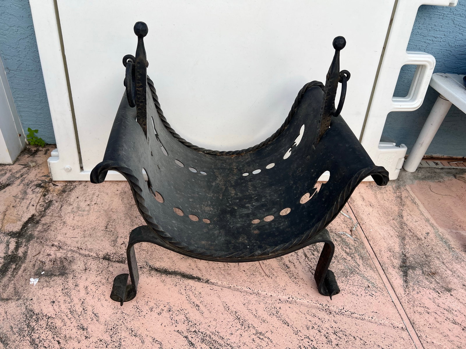 Vintage Cast Iron Fireplace Firewood Fire Log Wood Holder - 7