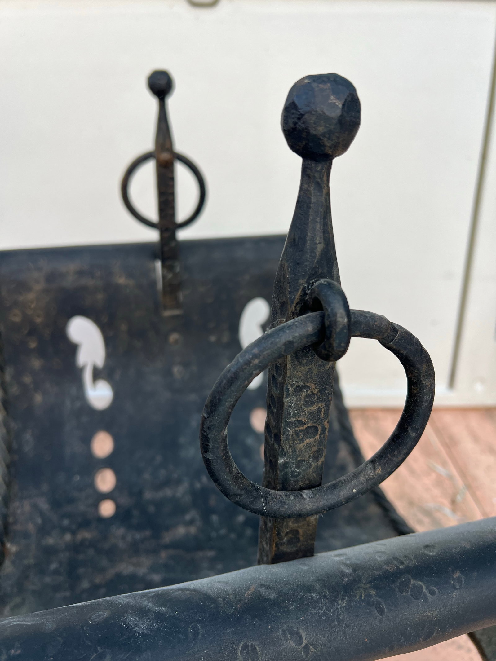 Vintage Cast Iron Fireplace Firewood Fire Log Wood Holder - 8