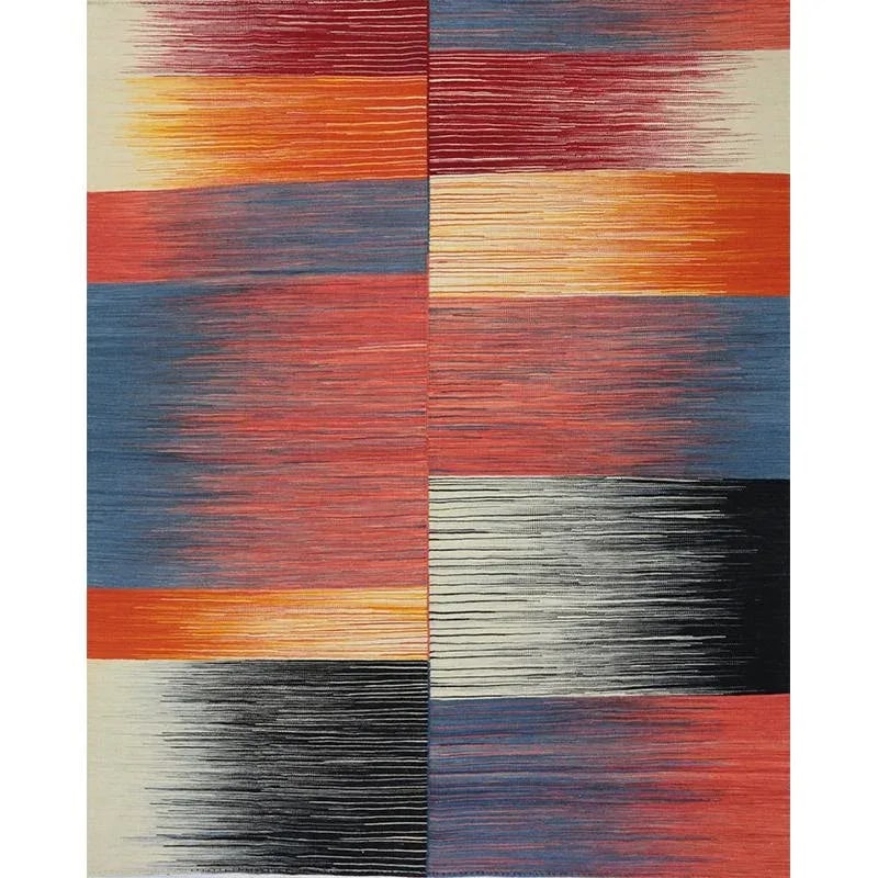 Handwoven Scandinavian Style Kilim Area Rug 5'5'' X 6'8'' - 13