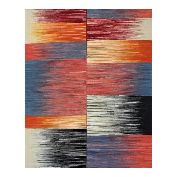 Handwoven Scandinavian Style Kilim Area Rug 5'5'' X 6'8'': ACTUAL SIZE: 5'5'' x 6'8'' PRIMARY COLOR: Multi AGE: New MATERIALS: Wool FOUNDATION: Cotton PRODUCTION: Handwoven, Flat Weave CONDITION: Excellent Condition: Imperfections: No Imperfections Condition 
