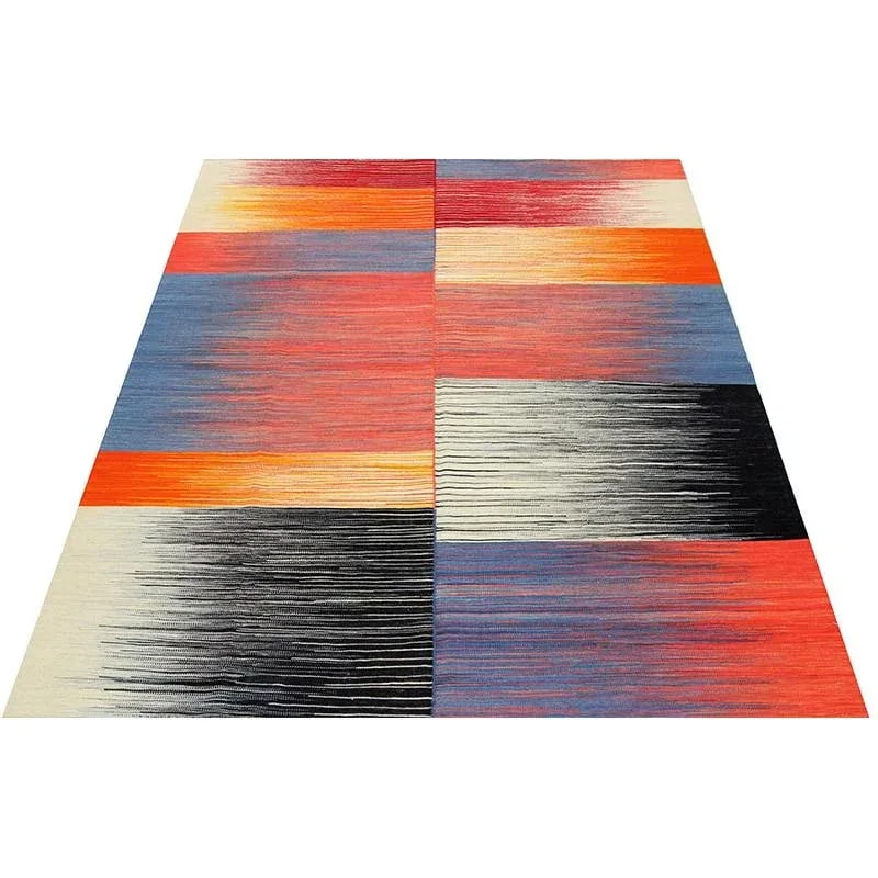 Handwoven Scandinavian Style Kilim Area Rug 5'5'' X 6'8'' - 2