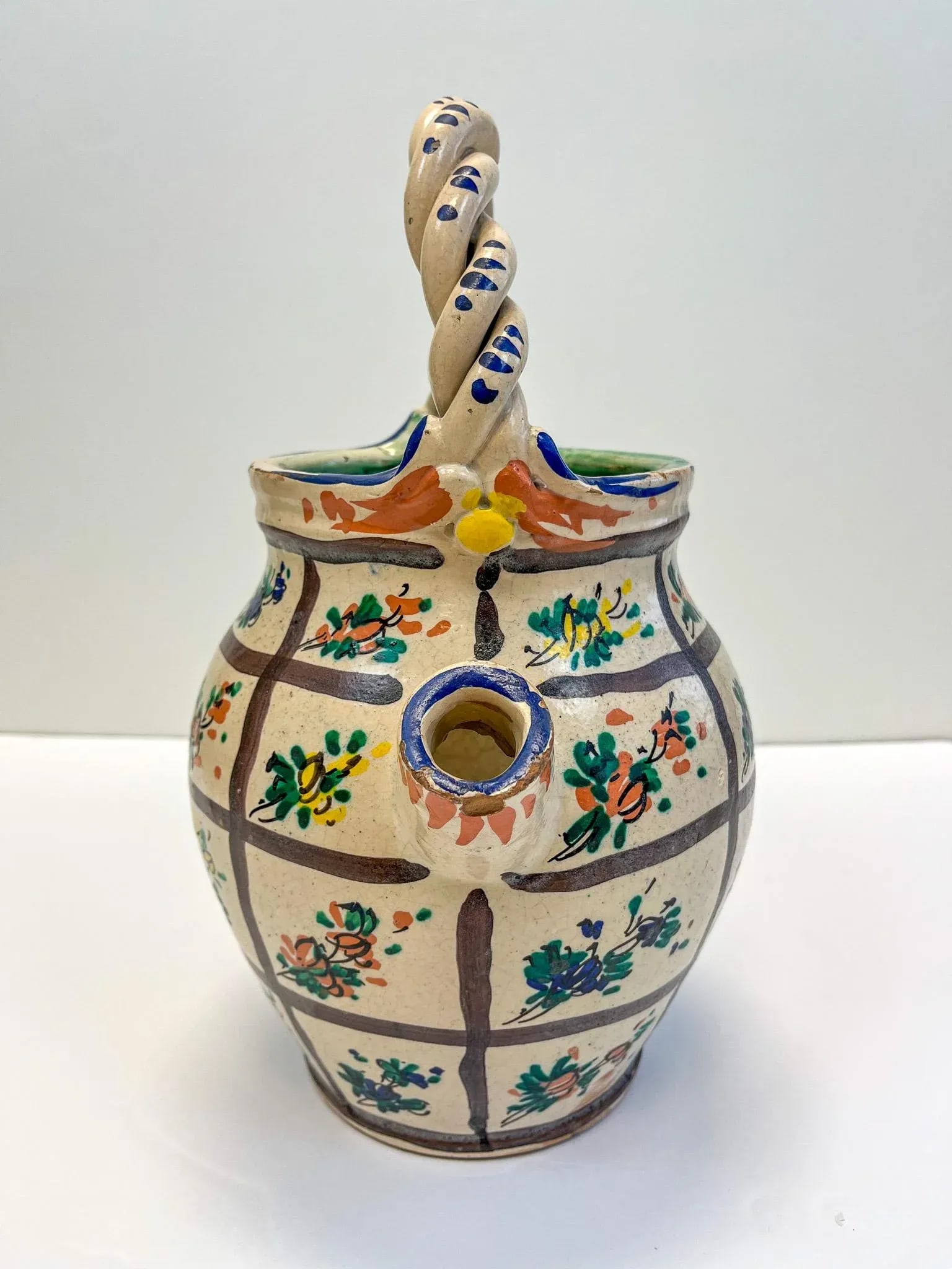 Italian Clay Worked Floral Water Jug - 3