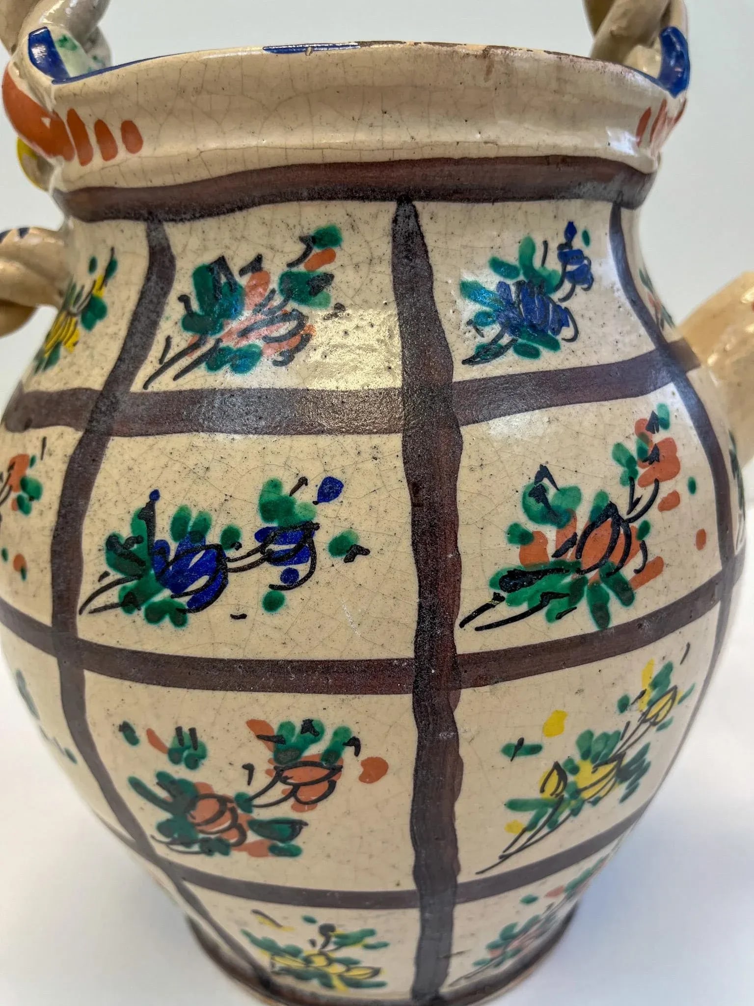 Italian Clay Worked Floral Water Jug - 5