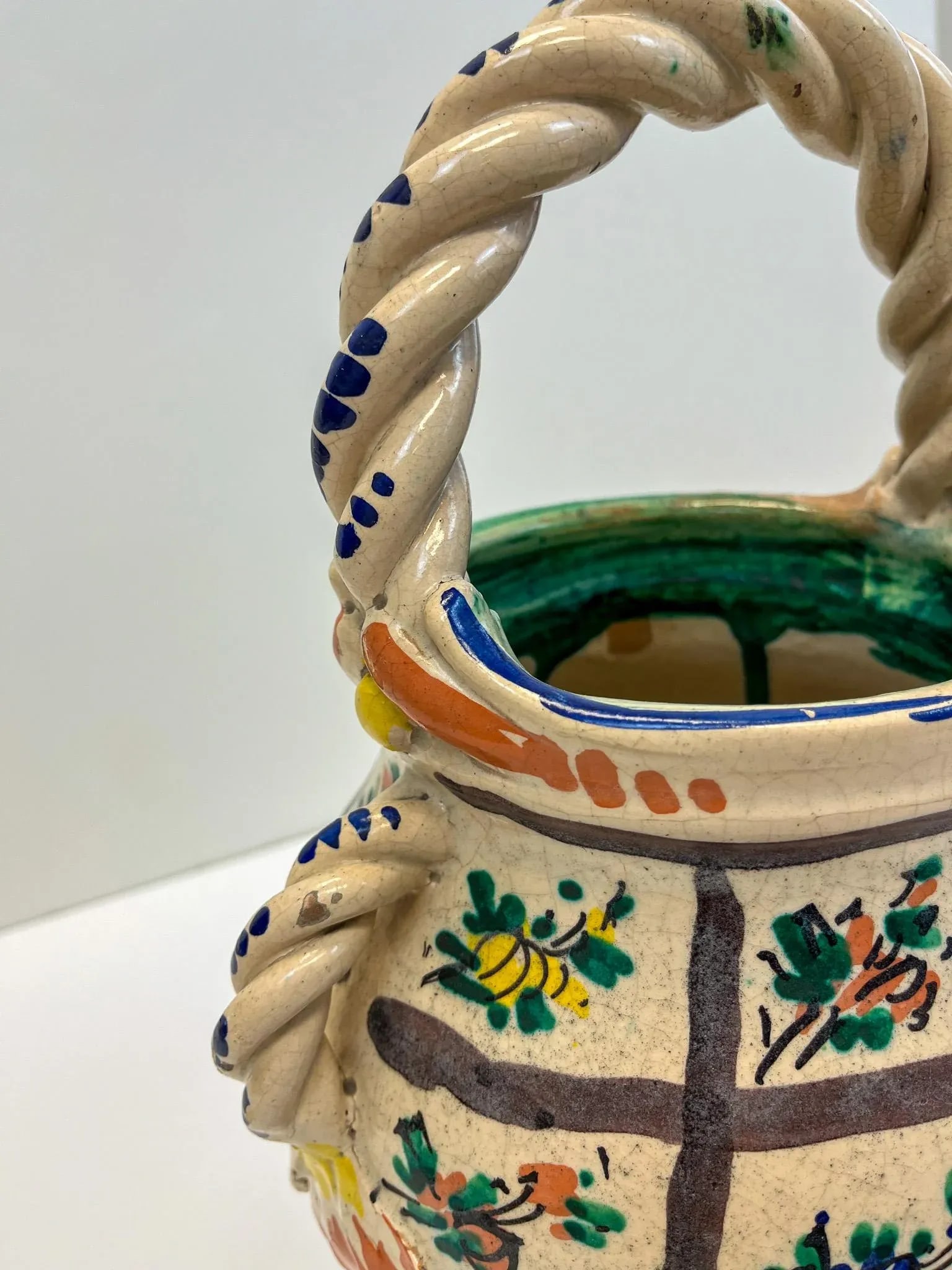 Italian Clay Worked Floral Water Jug - 6