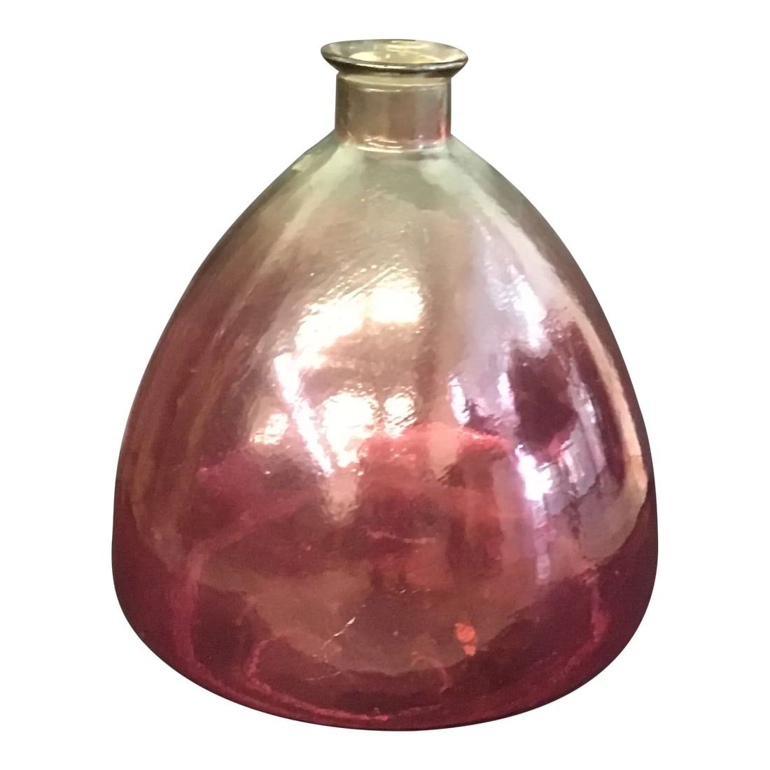 Vintage Ombre Rose Colored Molded Glass Vase.: This is a beautifully made glass jug. It is a molded glass piece with some air bubbles scattered throughout. It has a stunning ombre effect to the glass as the deep rose color starts to fade as you
