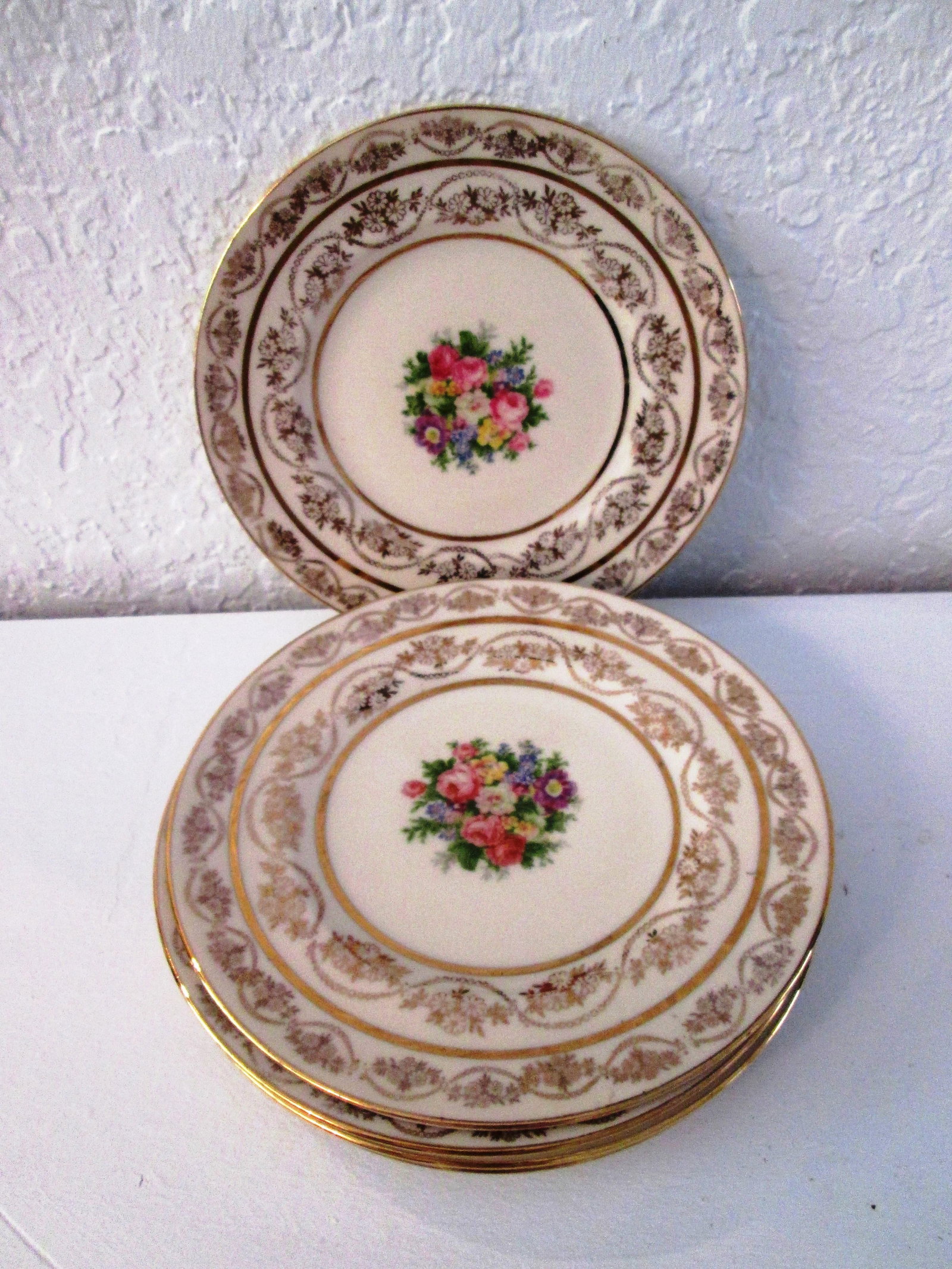 Vintage 22k Floral Dessert Plates - Set of 6 - 2