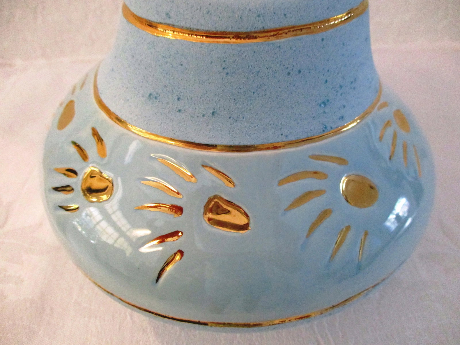 1980s Southwestern Russell's Originals Ceramic Blue & 22 K Gold Bowl - 2