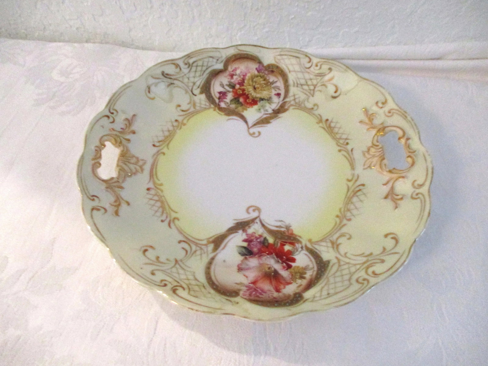 1940s Hand-Painted Lusterware Floral Porcelain Serving Dish - 4