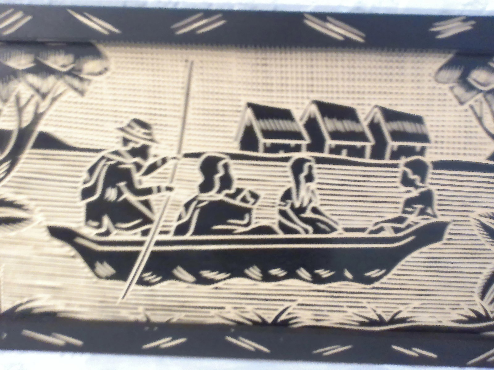 Mid-Century South American Etched Wood Plaques, a Pair - 2