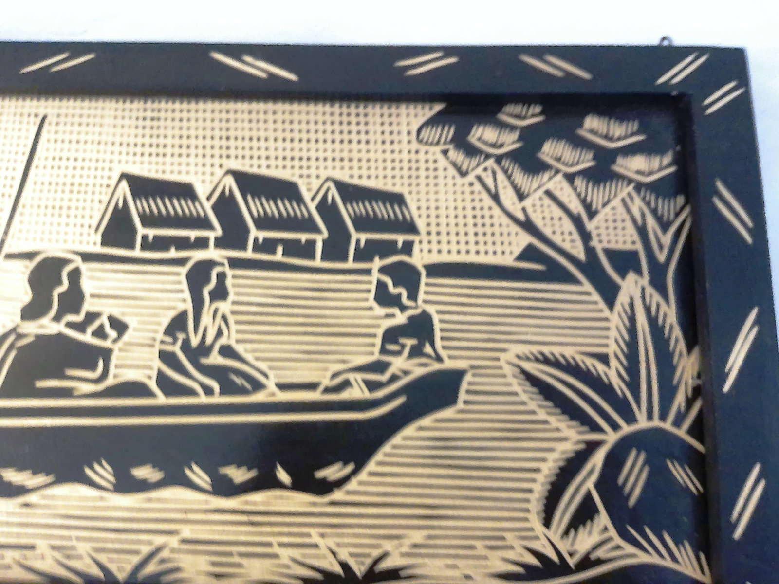 Mid-Century South American Etched Wood Plaques, a Pair - 4