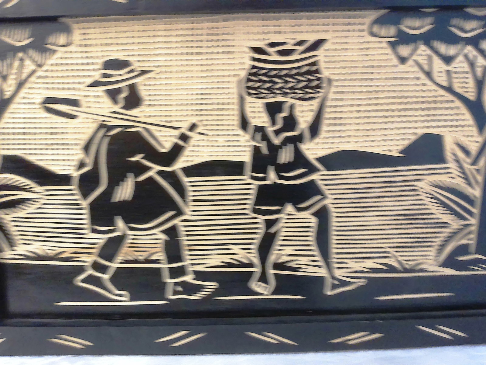 Mid-Century South American Etched Wood Plaques, a Pair - 5