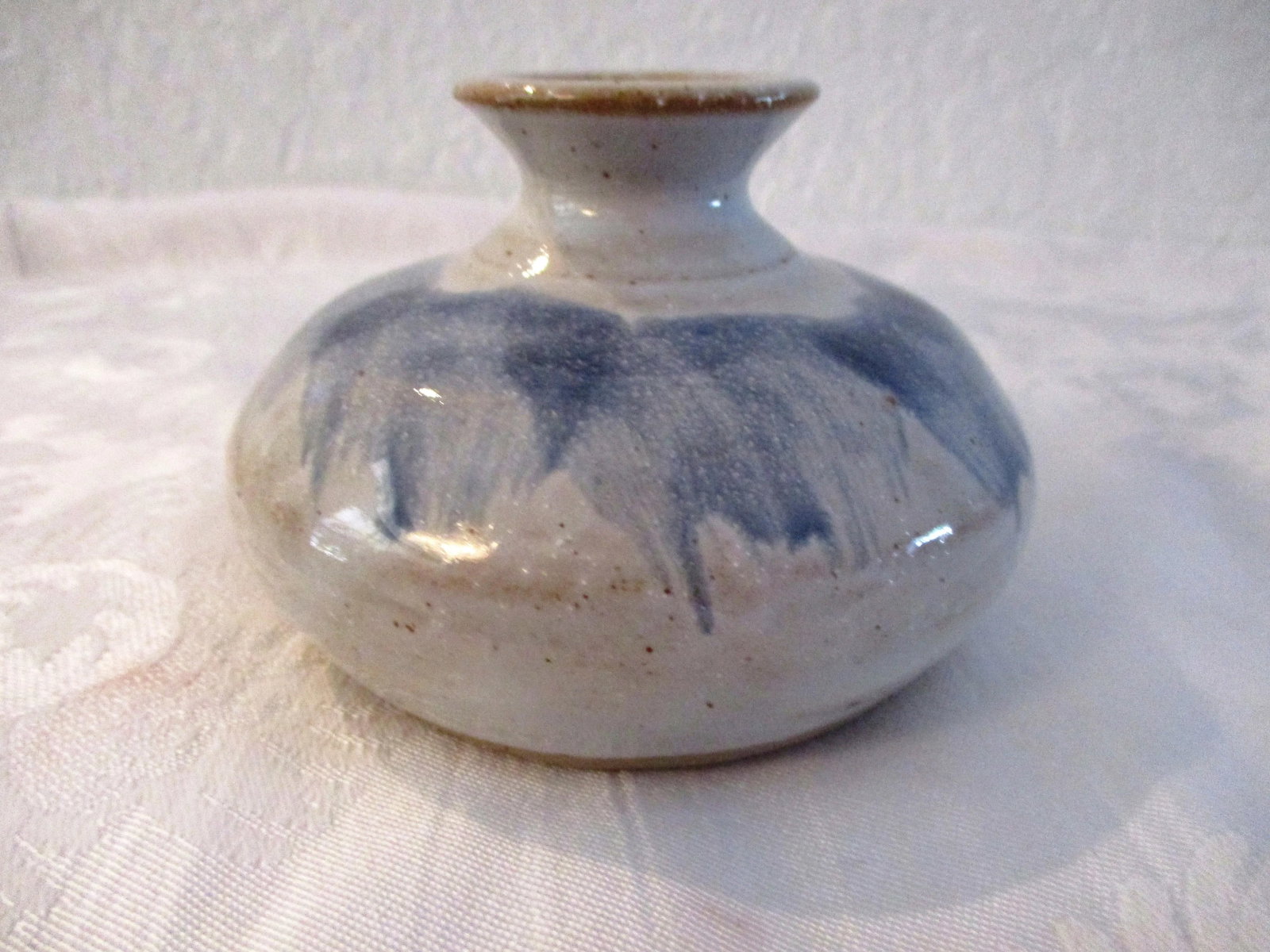 Vintage Studio Art Sea Blue Abstract Pottery Vase & Bowl, a Pair - 2