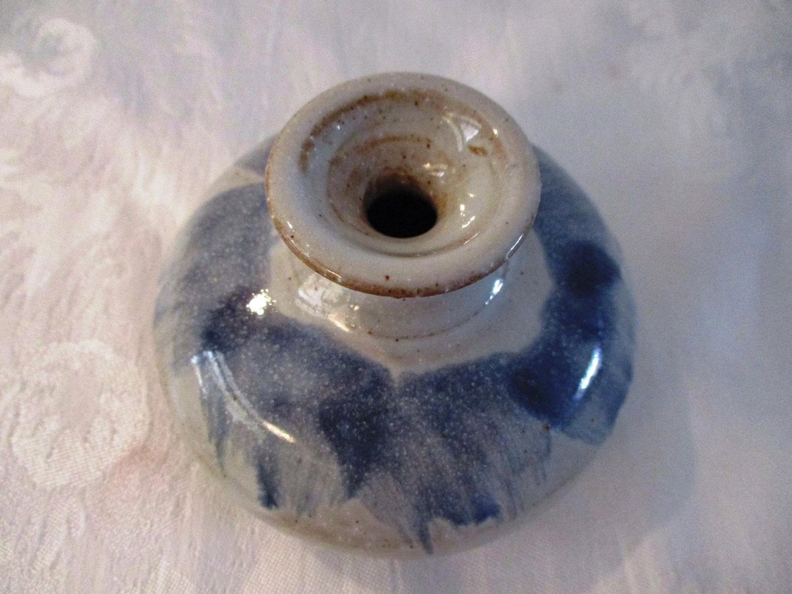 Vintage Studio Art Sea Blue Abstract Pottery Vase & Bowl, a Pair - 3