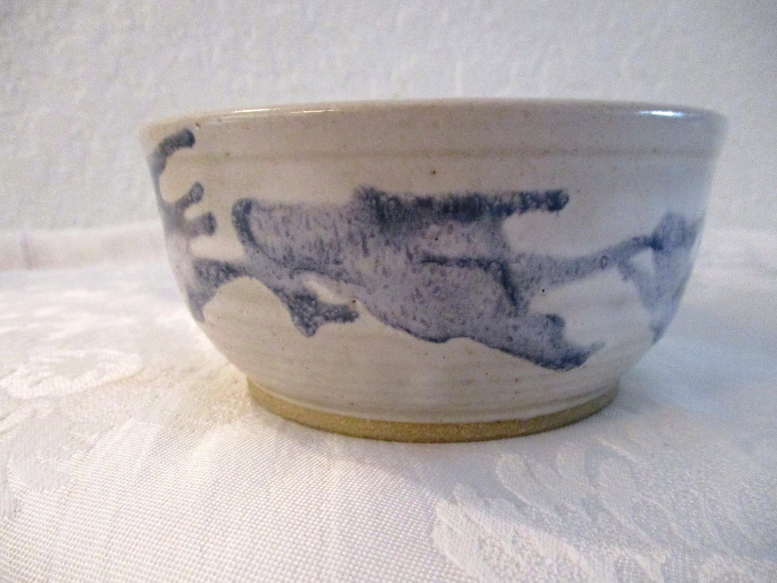 Vintage Studio Art Sea Blue Abstract Pottery Vase & Bowl, a Pair - 5
